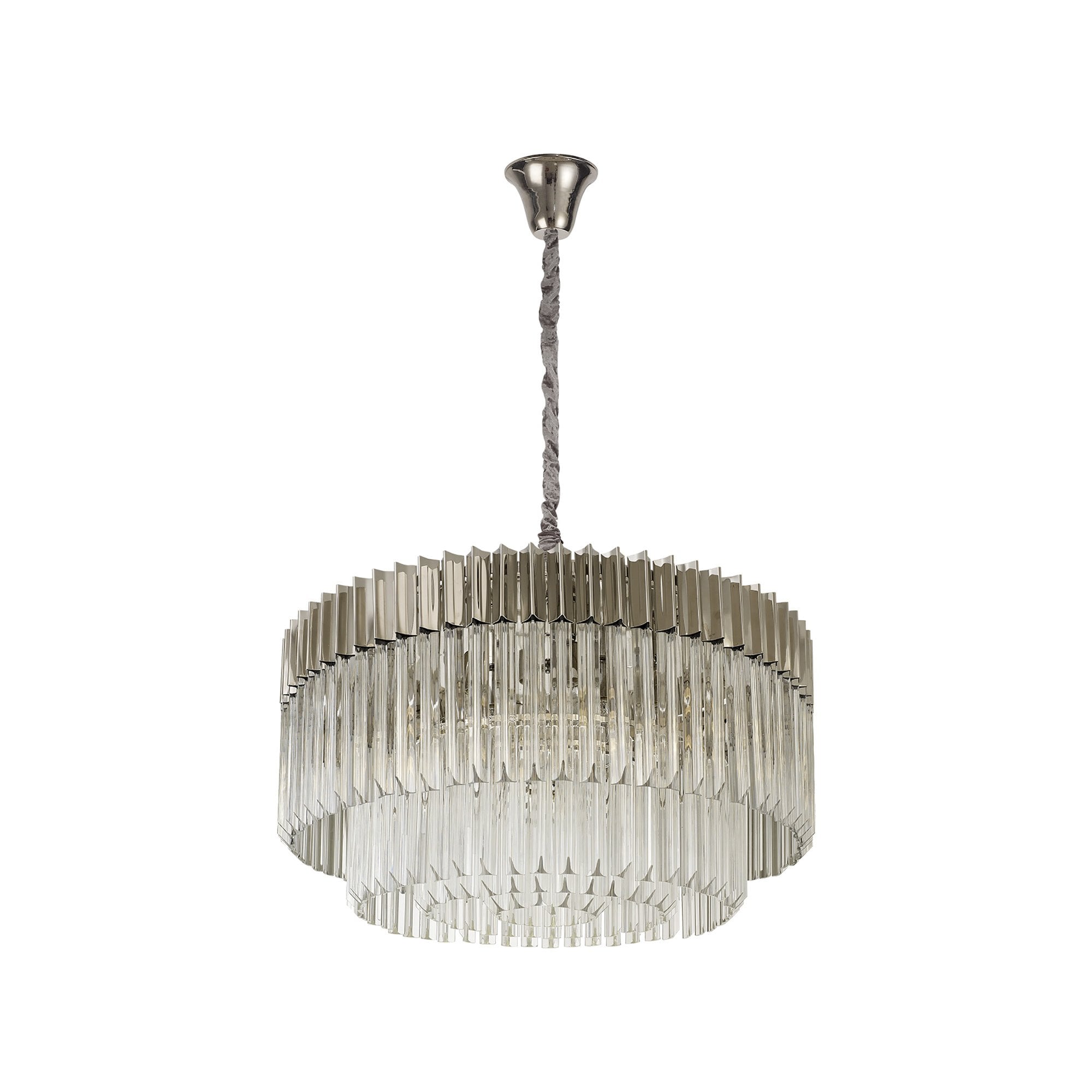 Donard Polished Nickel 12 Light Pendant with Clear Glass
