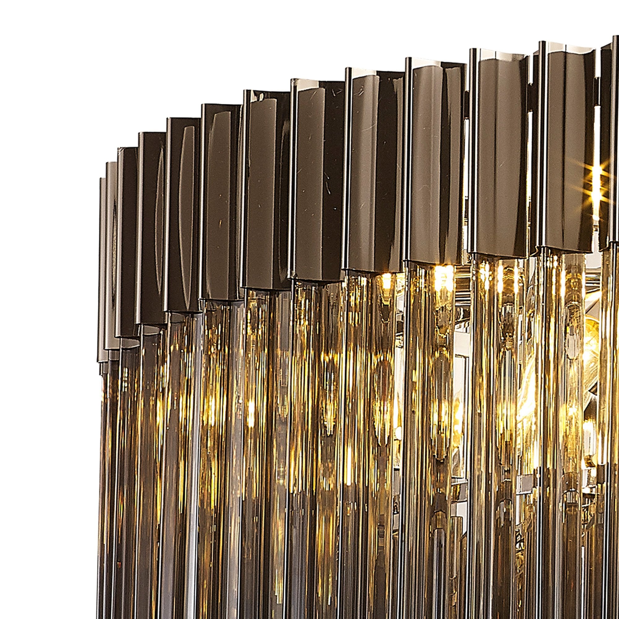 Donard Polished Nickel 12 Light Pendant with Smoked Glass