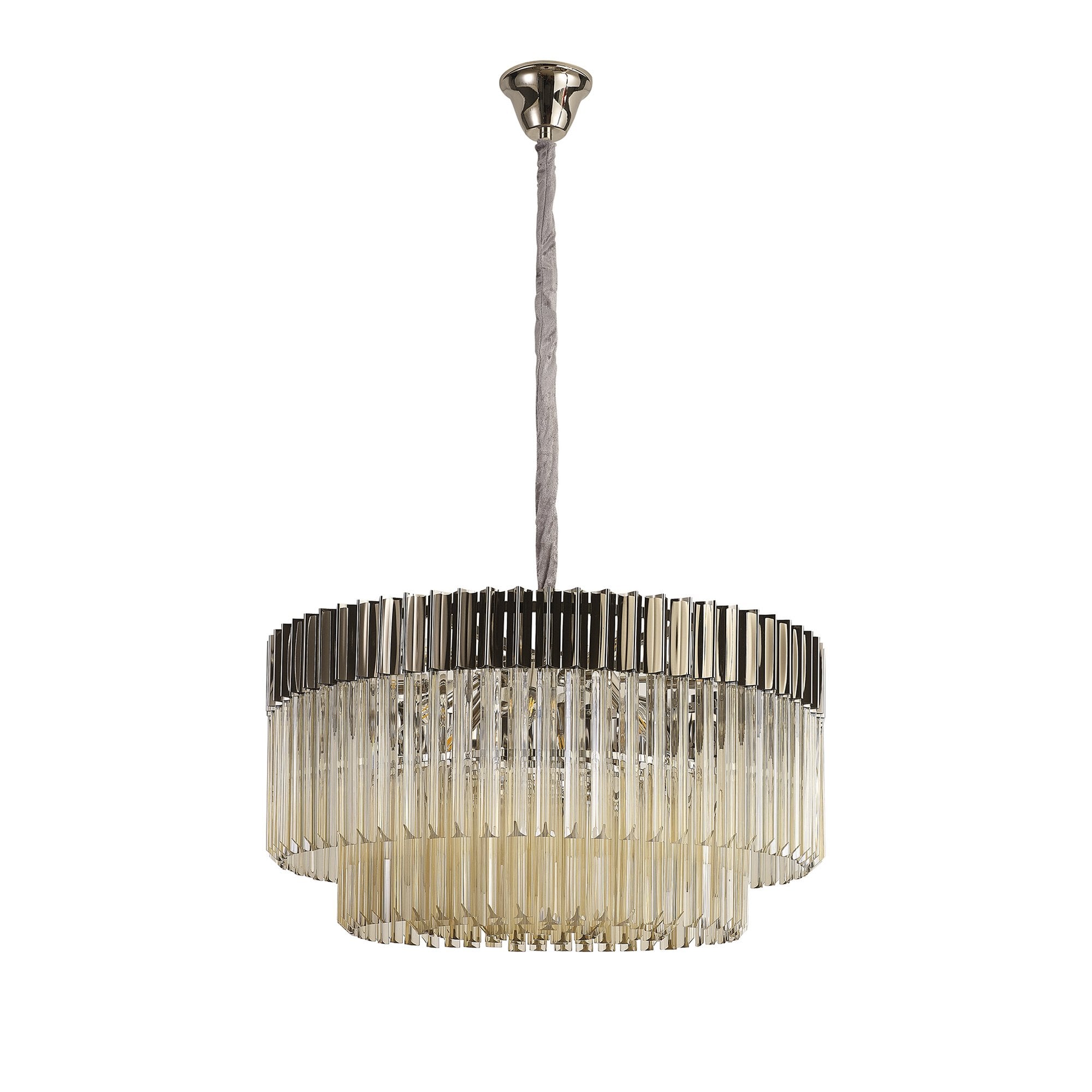 Donard Polished Nickel 12 Light Pendant with Cognac Glass