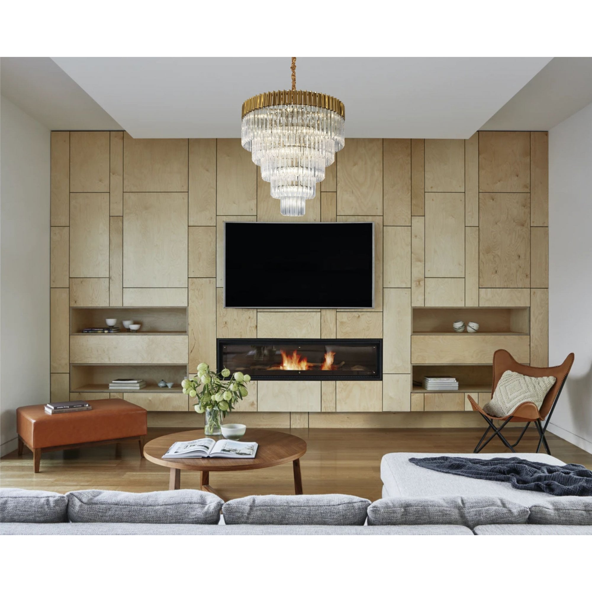 Donard Brass 19 Light Tiered Chandelier with Clear Glass