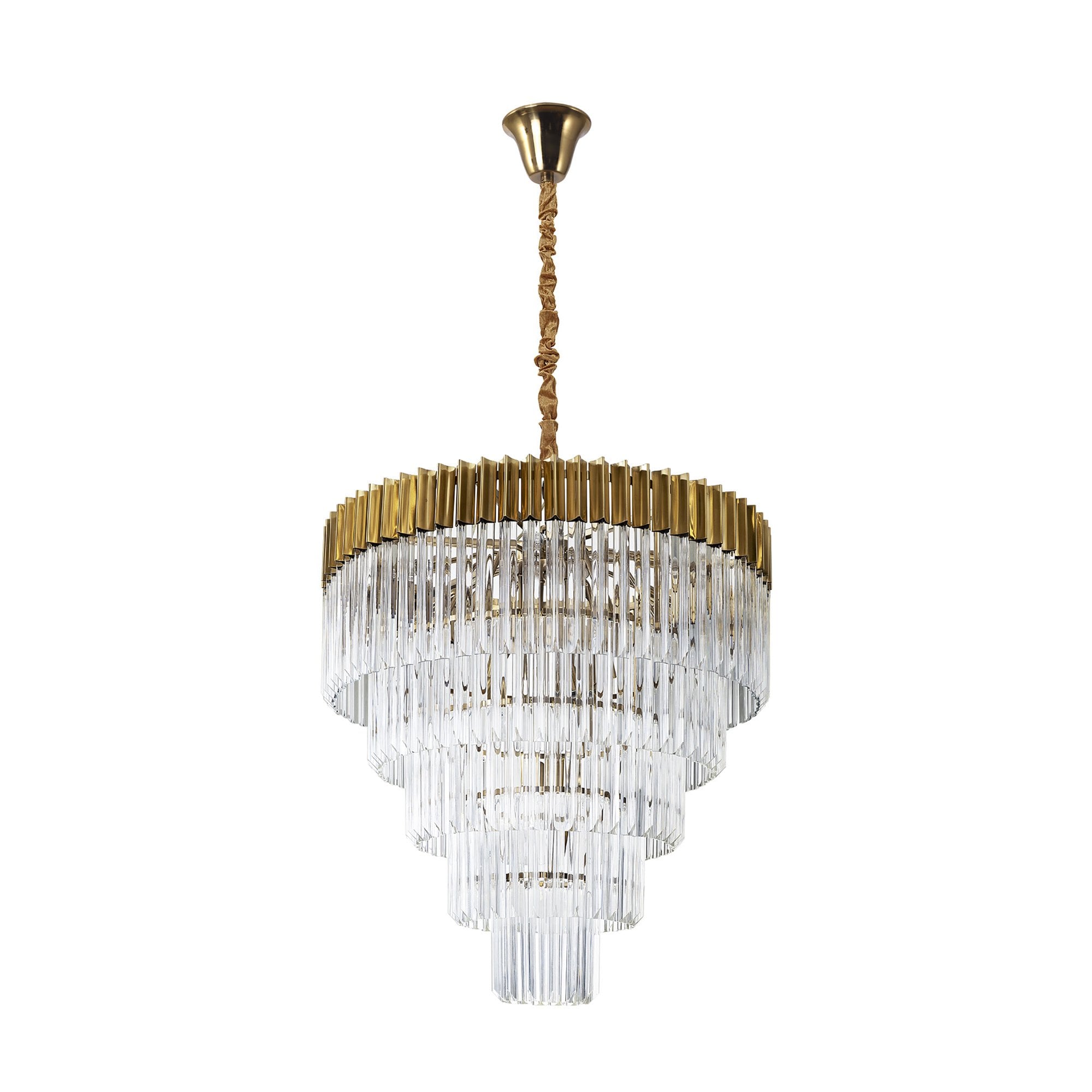 Donard Brass 19 Light Tiered Chandelier with Clear Glass
