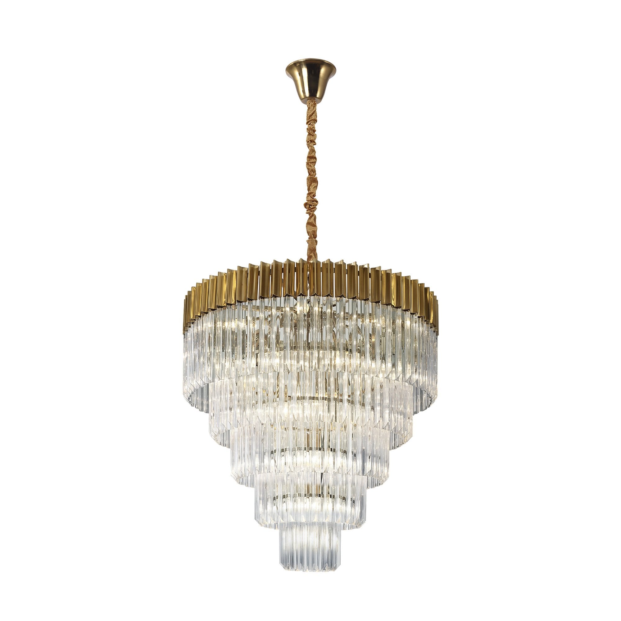 Donard Brass 19 Light Tiered Chandelier with Clear Glass