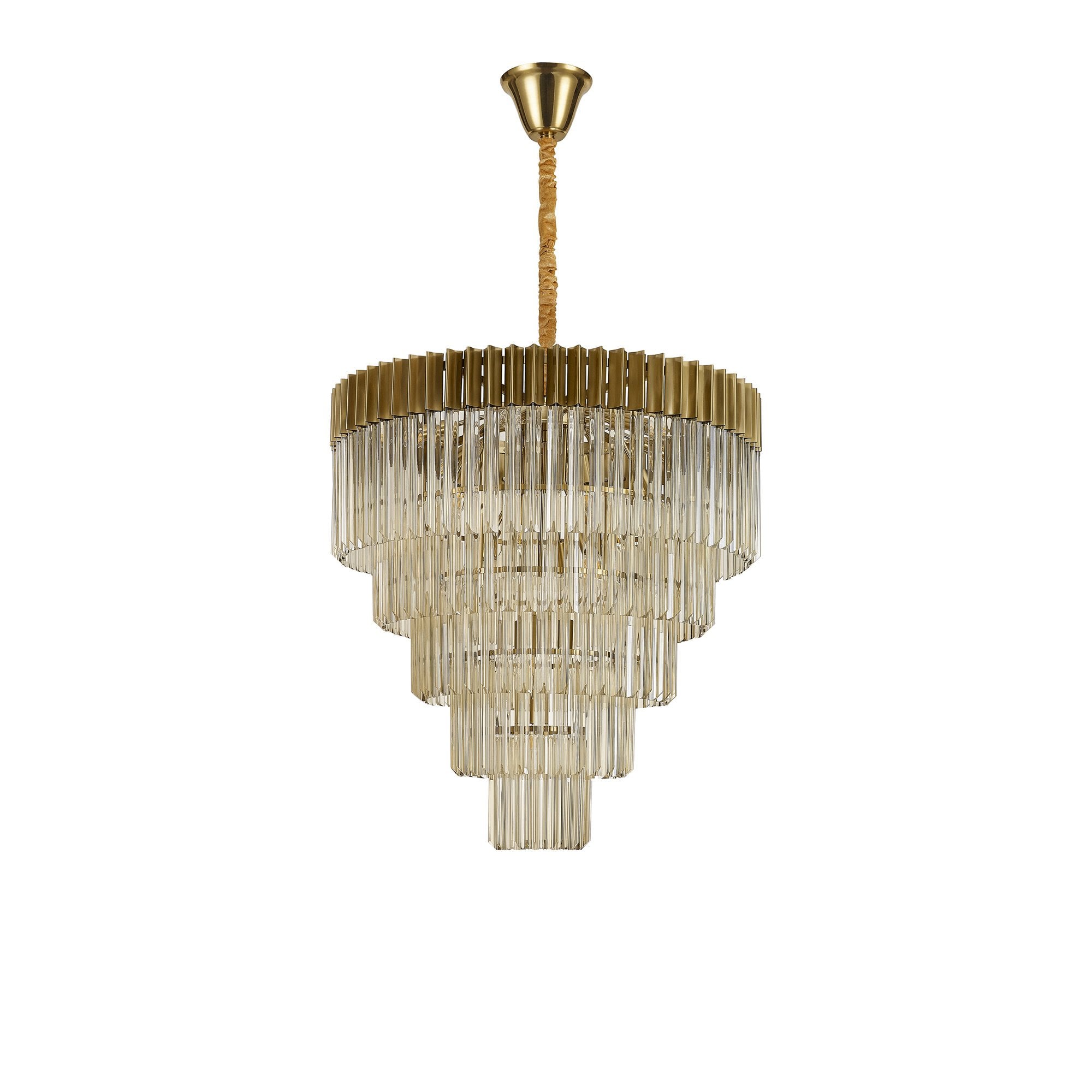 Donard Brass 19 Light Tiered Chandelier with Cognac Glass