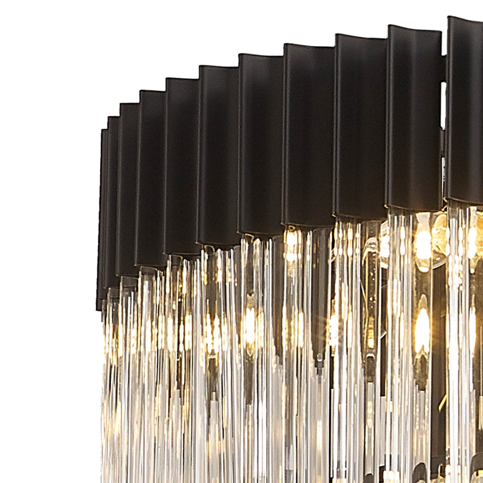 Donard Matt Black 19 Light Tiered Chandelier with Clear Glass