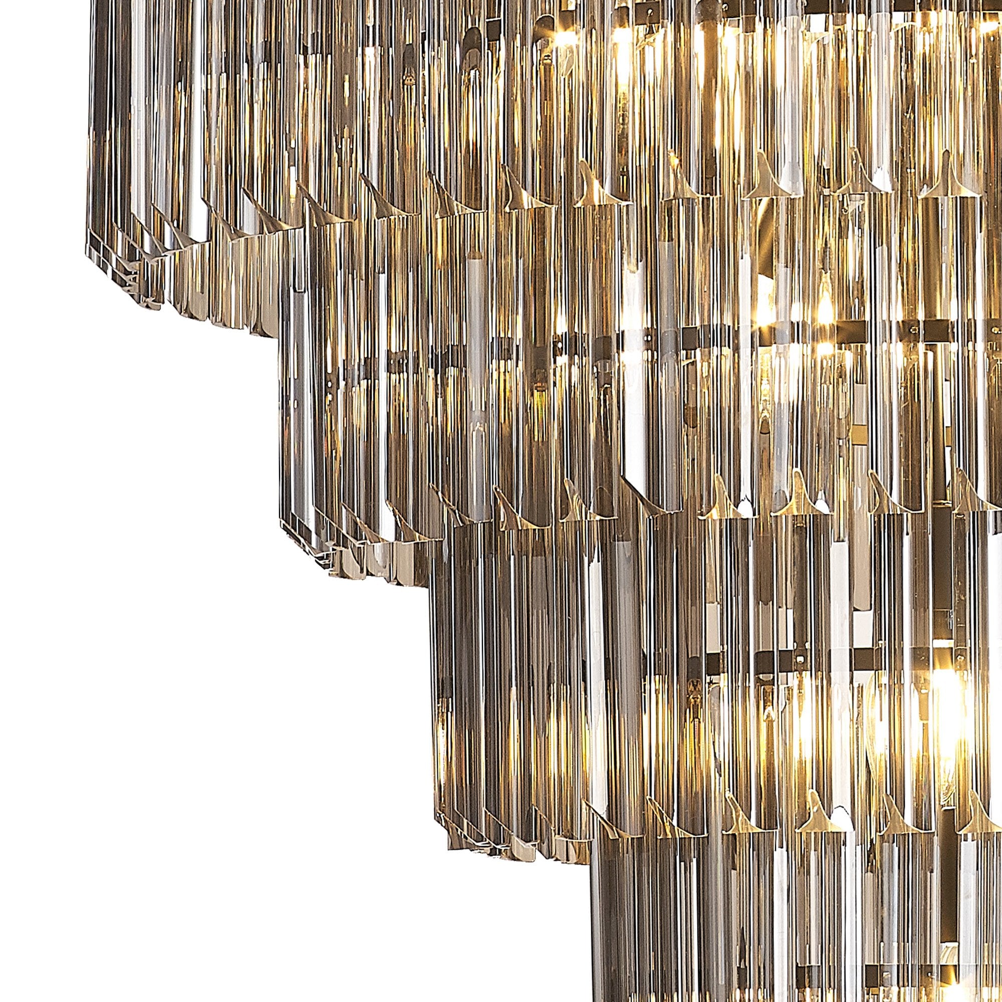 Donard Matt Black 19 Light Tiered Chandelier with Smoked Glass