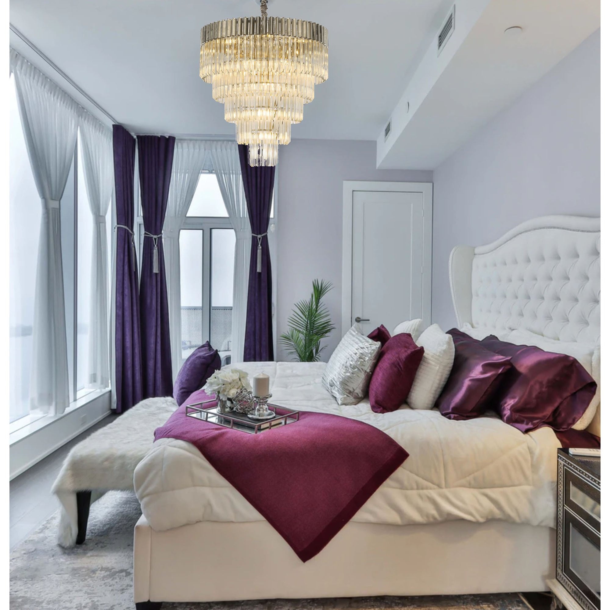 Donard Polished Nickel 19 Light Tiered Chandelier with Clear Glass