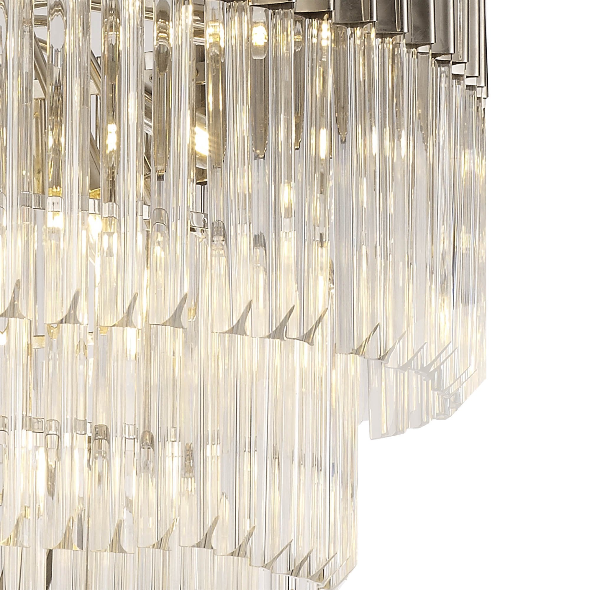 Donard Polished Nickel 19 Light Tiered Chandelier with Clear Glass