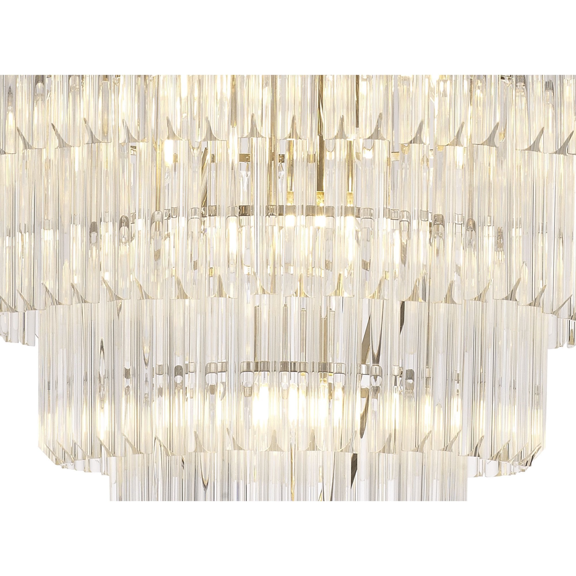 Donard Polished Nickel 19 Light Tiered Chandelier with Clear Glass