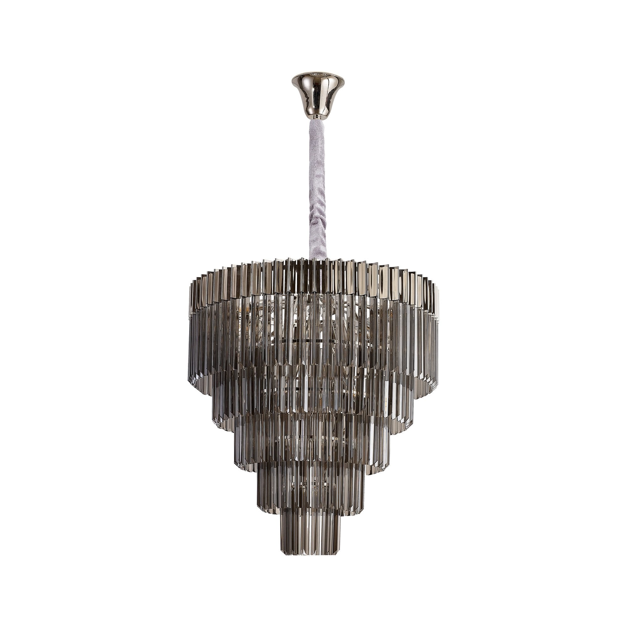 Donard Polished Nickel 19 Light Tiered Chandelier with Smoked Glass