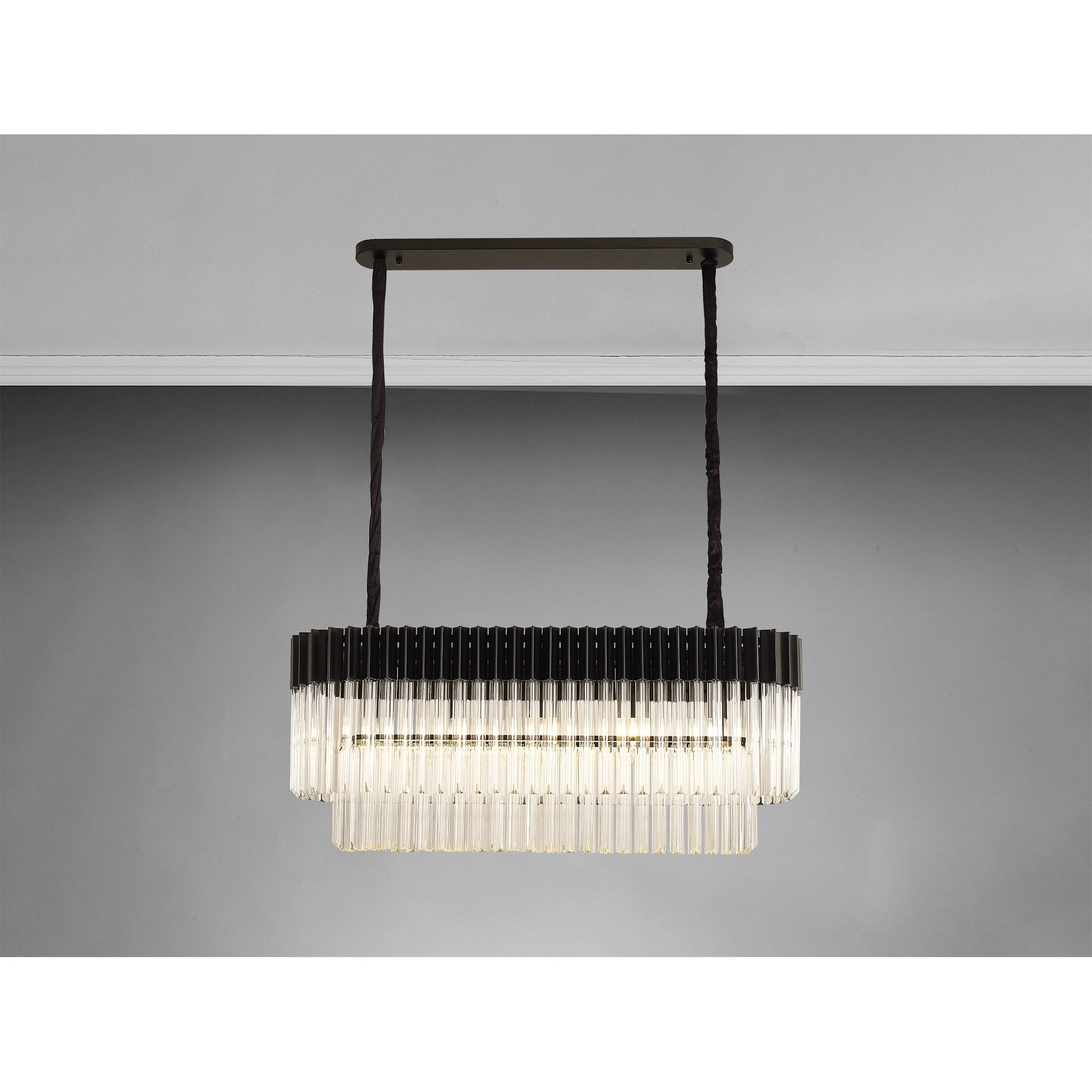 Donard Matt Black 5 Light Bar Pendant with Clear Glass