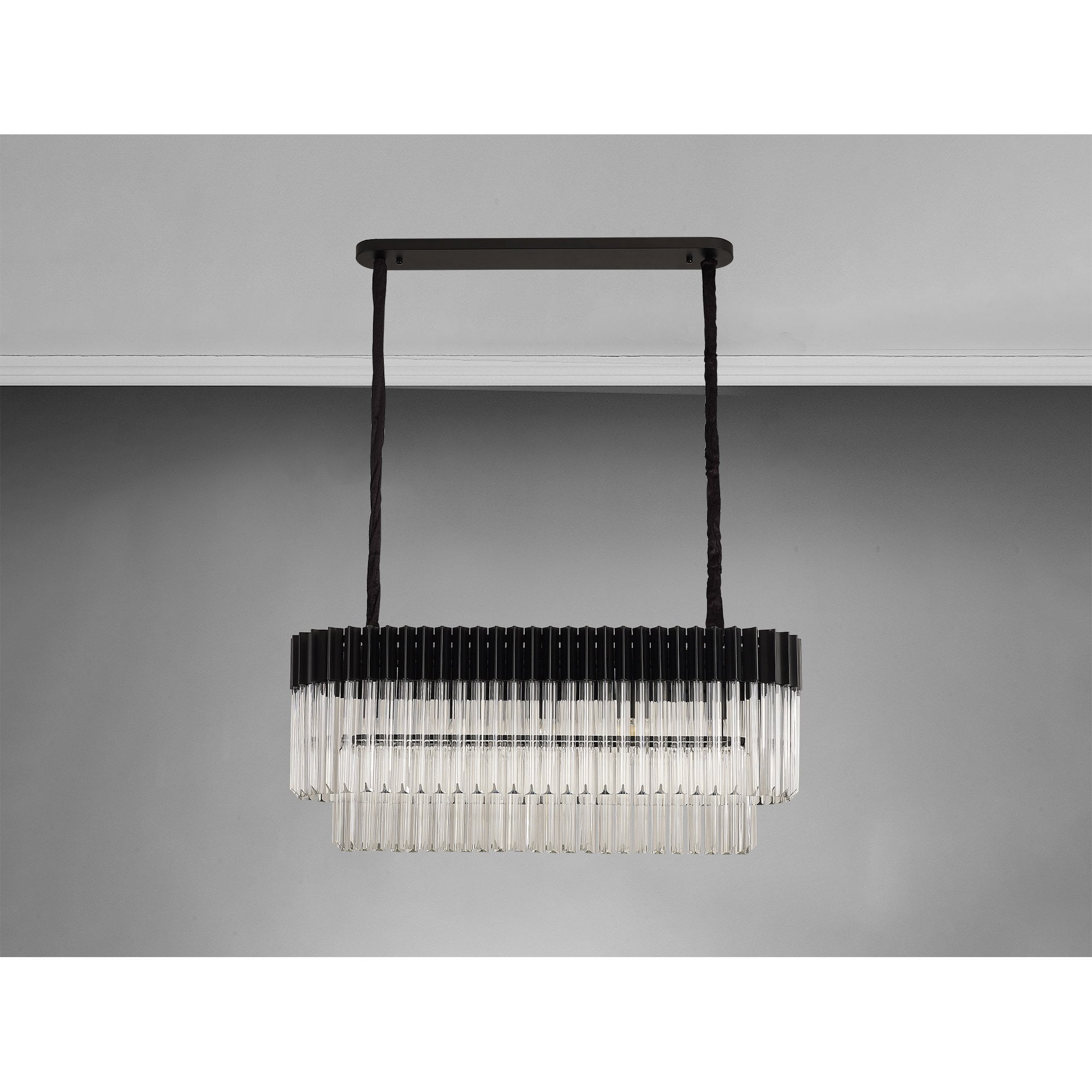 Donard Matt Black 5 Light Bar Pendant with Clear Glass