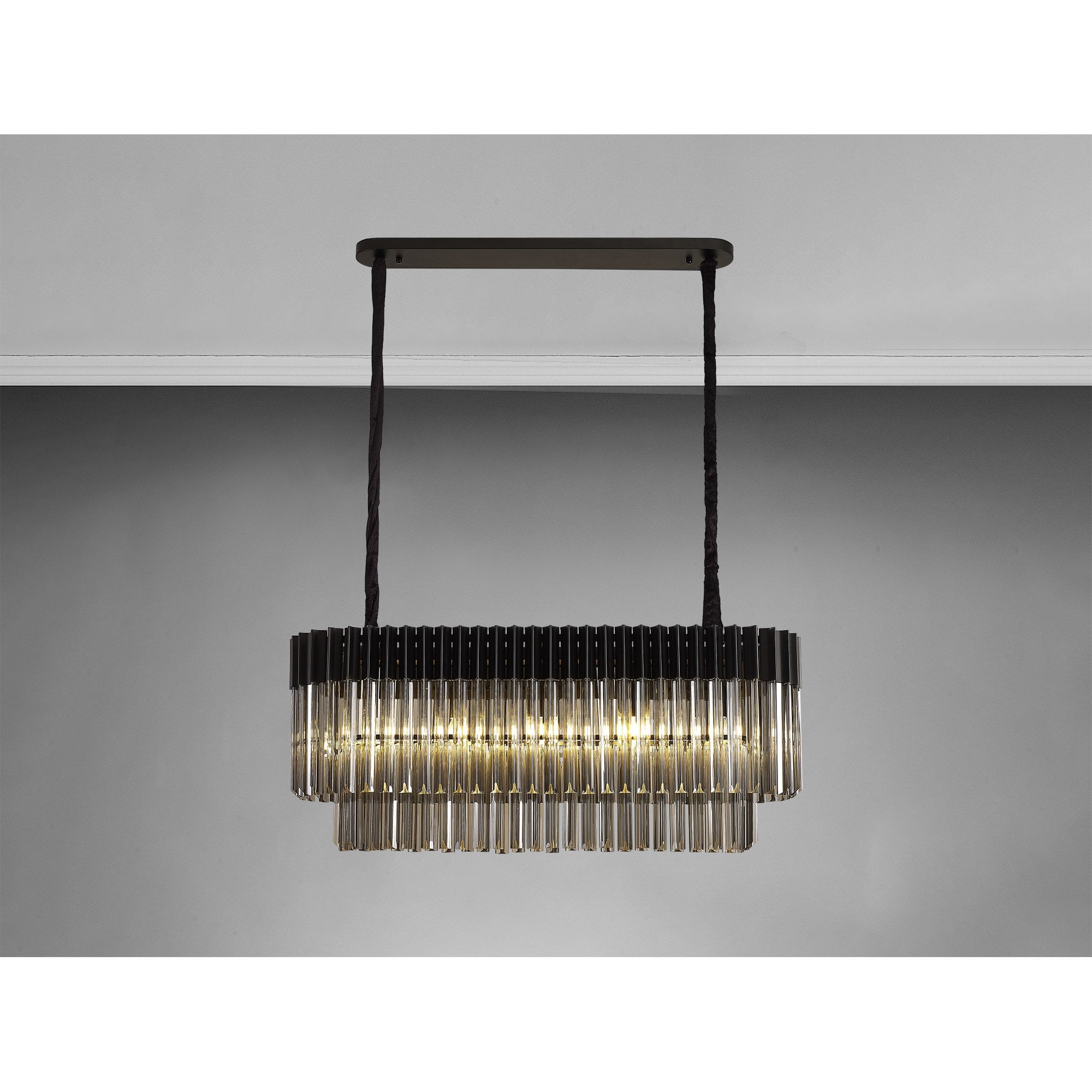 Donard Matt Black 5 Light Bar Pendant with Smoked Glass