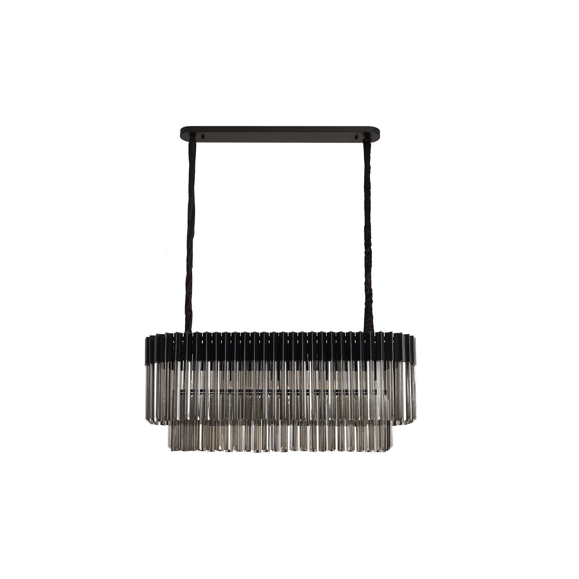 Donard Matt Black 5 Light Bar Pendant with Smoked Glass