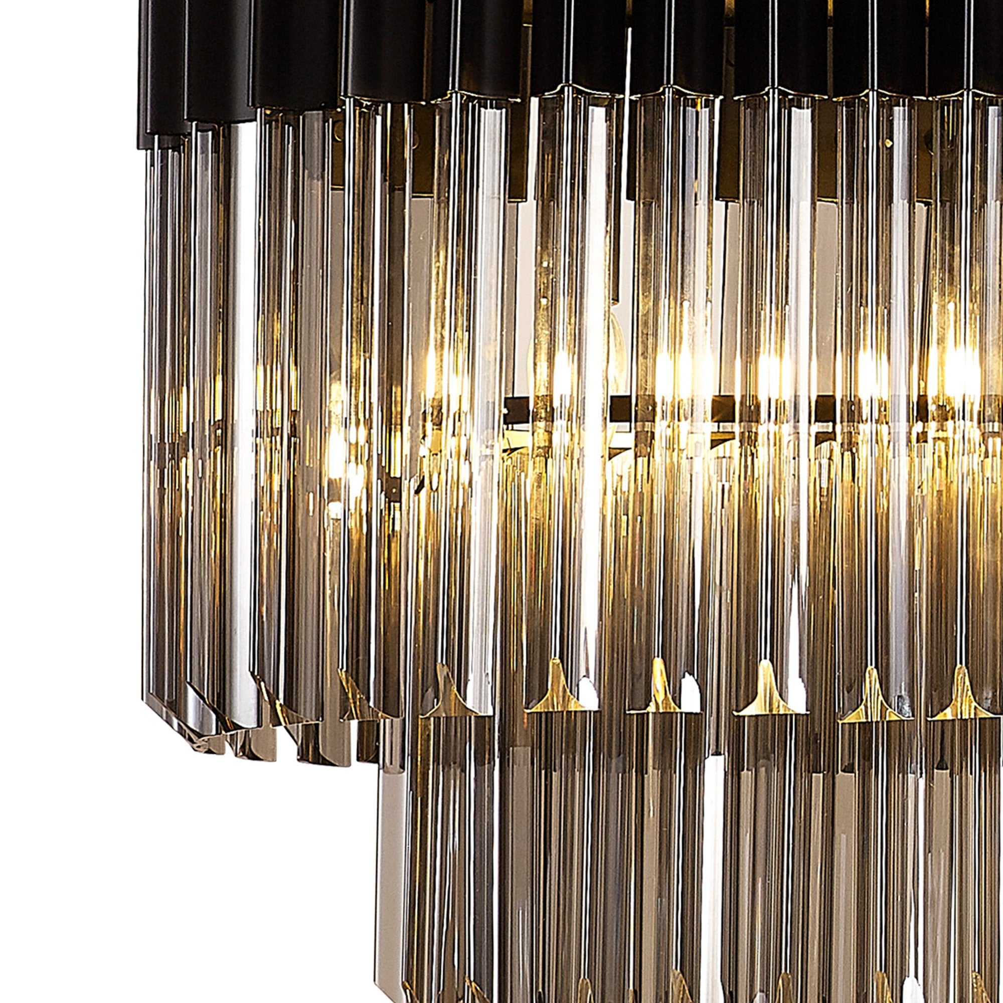 Donard Matt Black 5 Light Bar Pendant with Smoked Glass