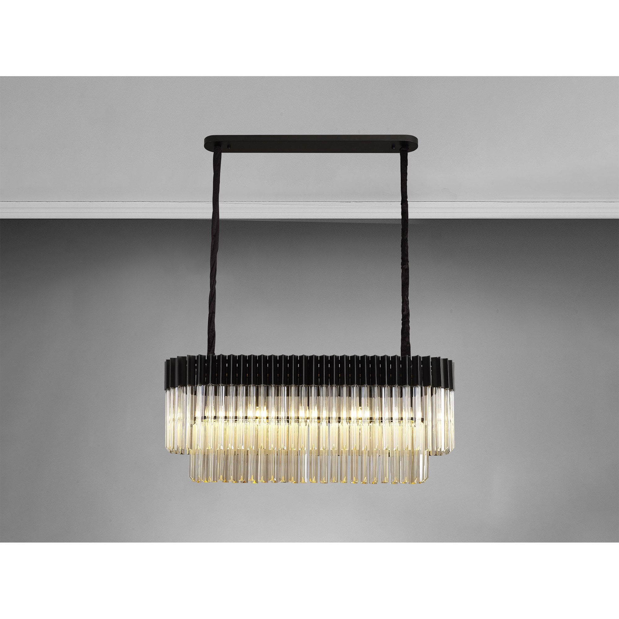 Donard Matt Black 5 Light Bar Pendant with Cognac Glass
