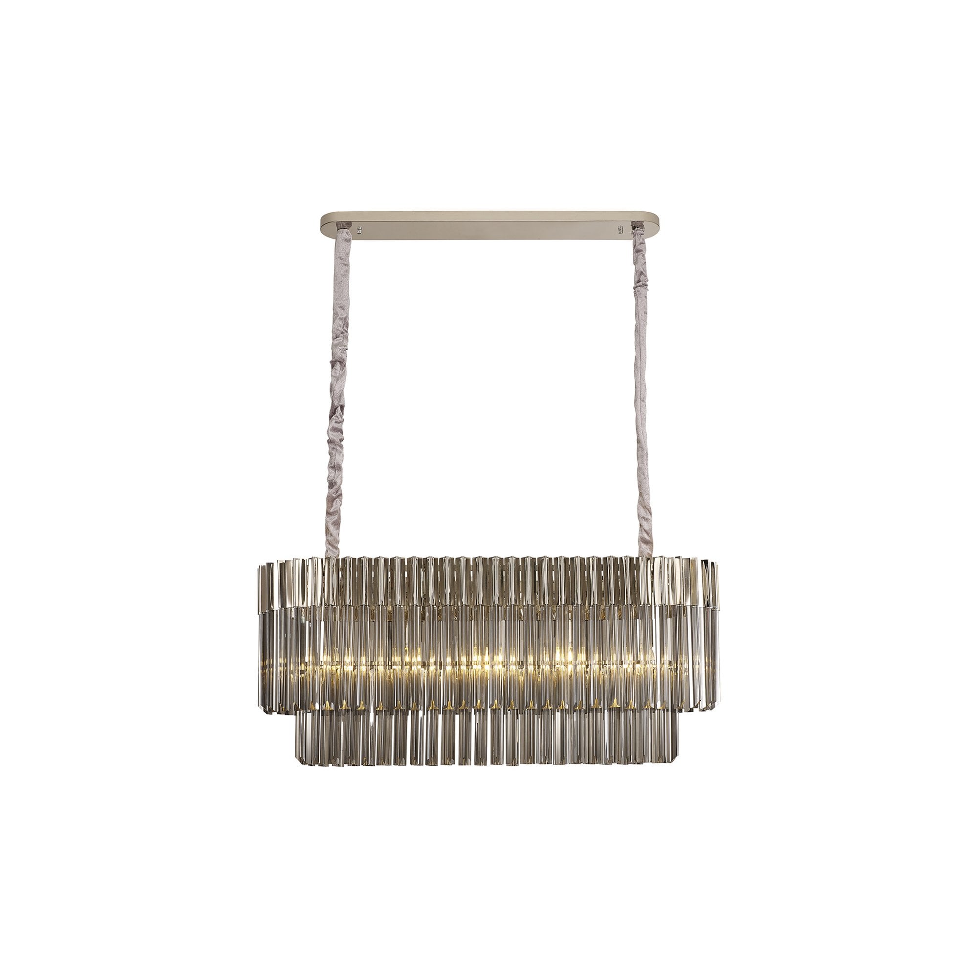 Donard Polished Nickel 5 Light Bar Pendant with Smoked Glass