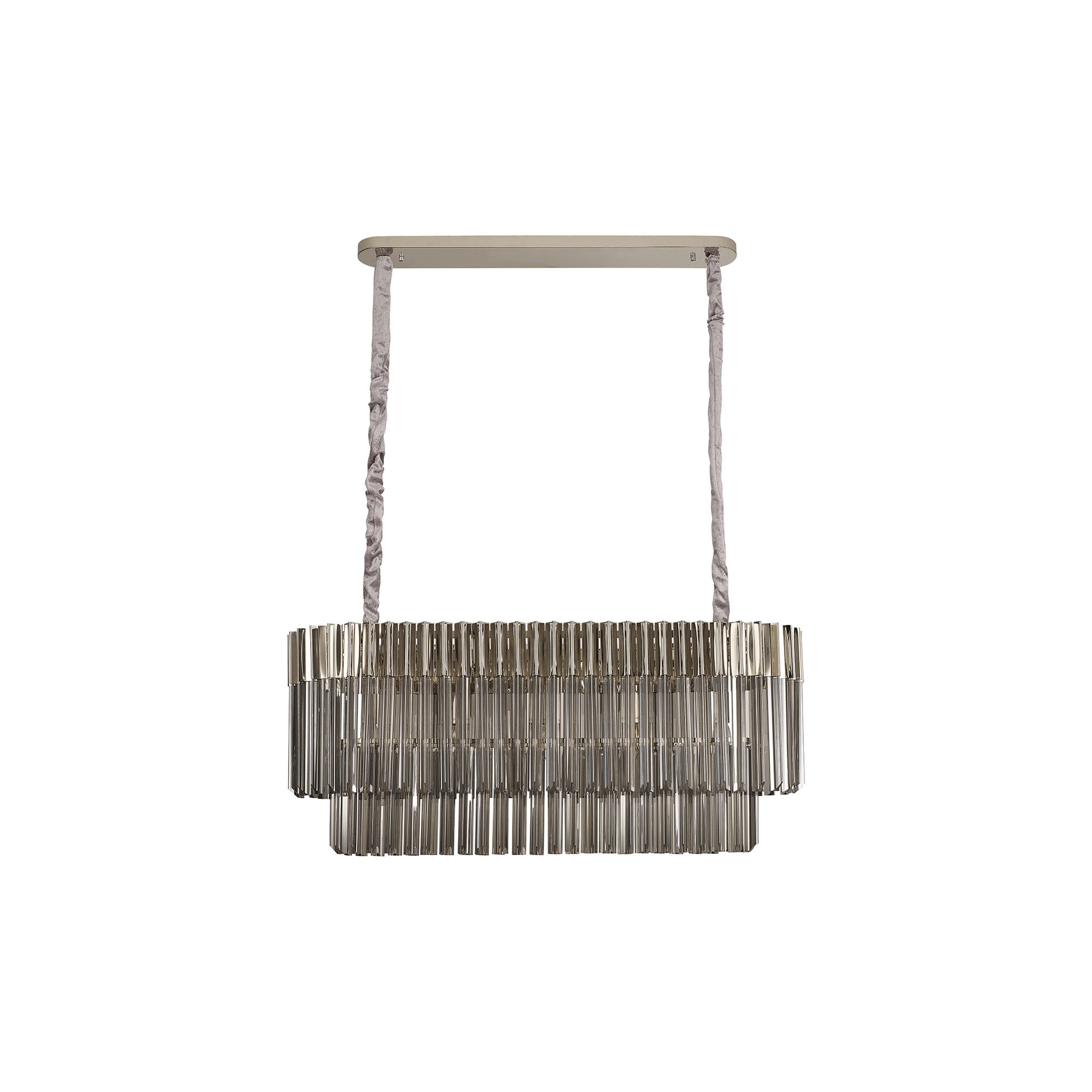 Donard Polished Nickel 5 Light Bar Pendant with Smoked Glass