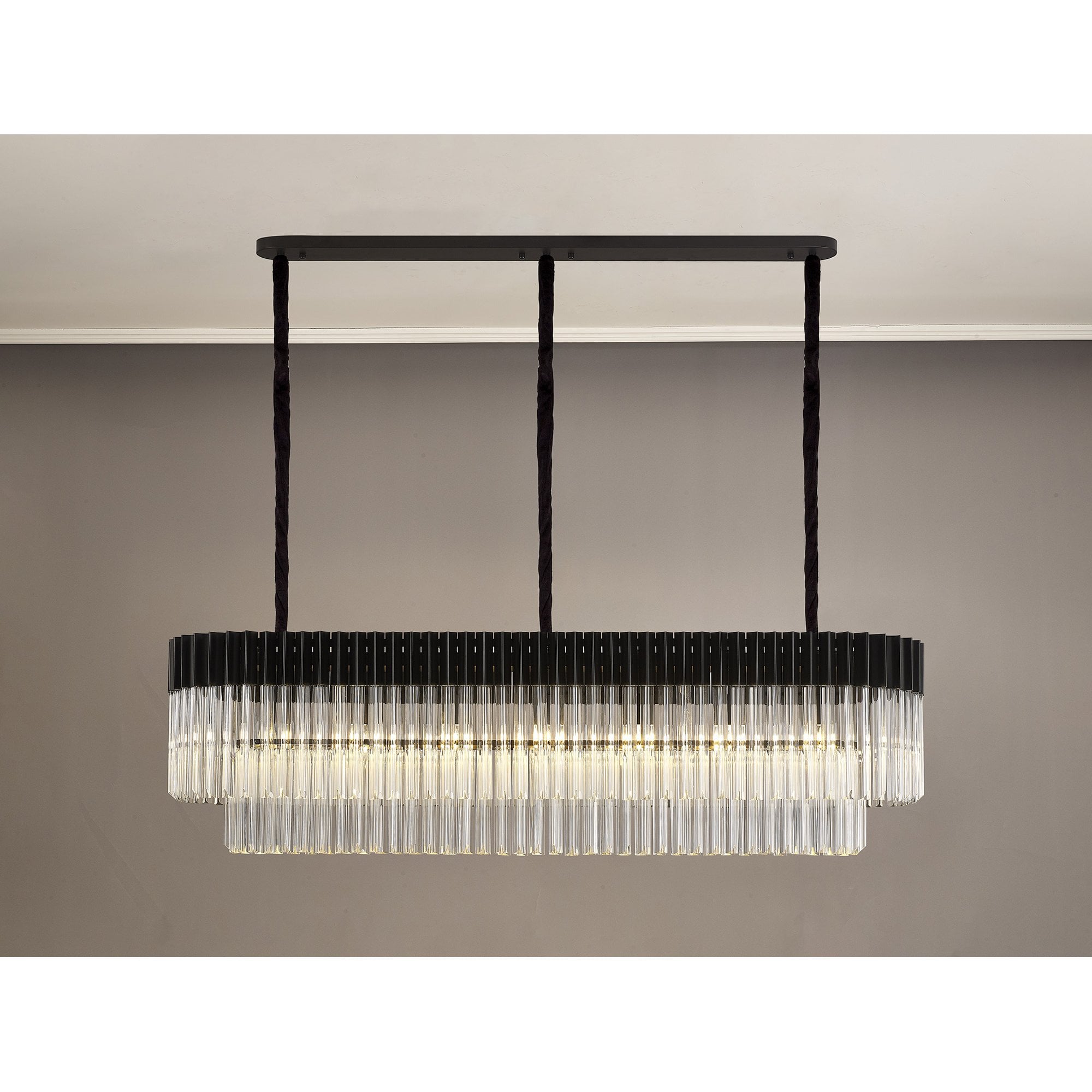 Donard Matt Black 7 Light Bar Pendant with Clear Glass