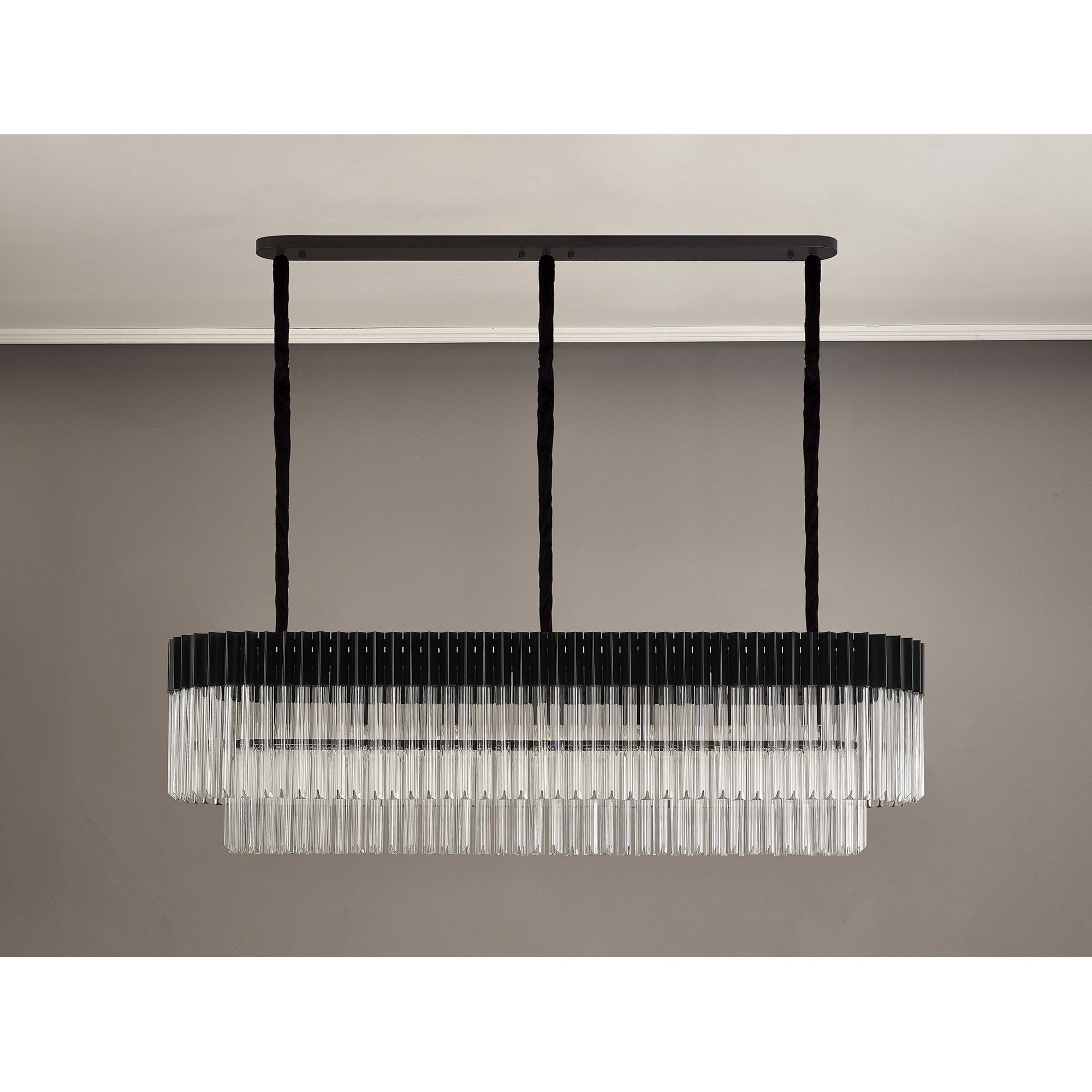 Donard Matt Black 7 Light Bar Pendant with Clear Glass