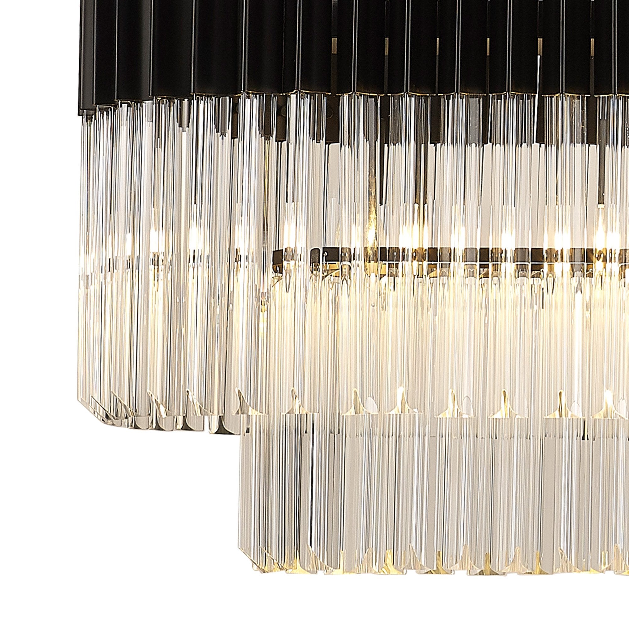 Donard Matt Black 7 Light Bar Pendant with Clear Glass