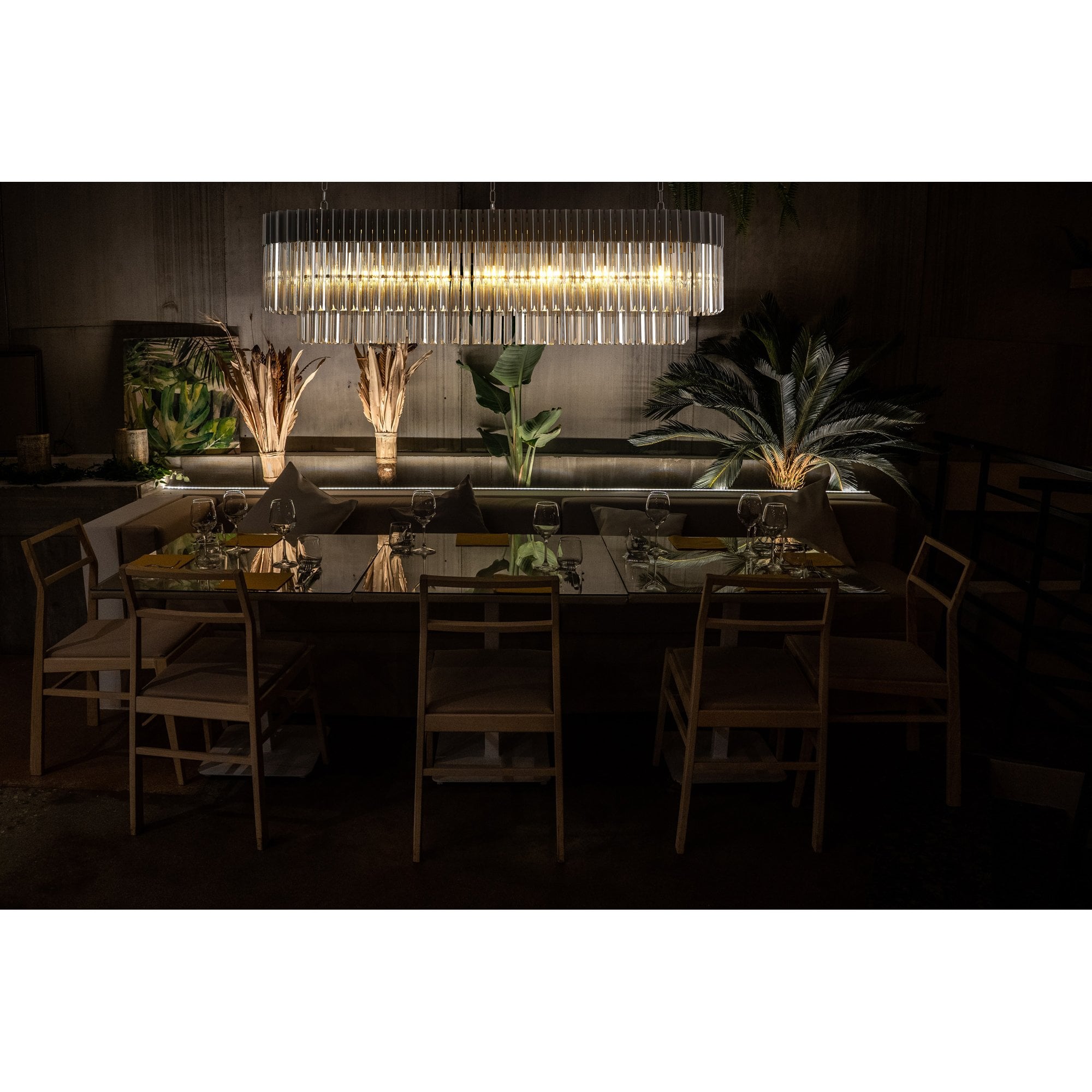 Donard Matt Black 7 Light Bar Pendant with Smoked Glass