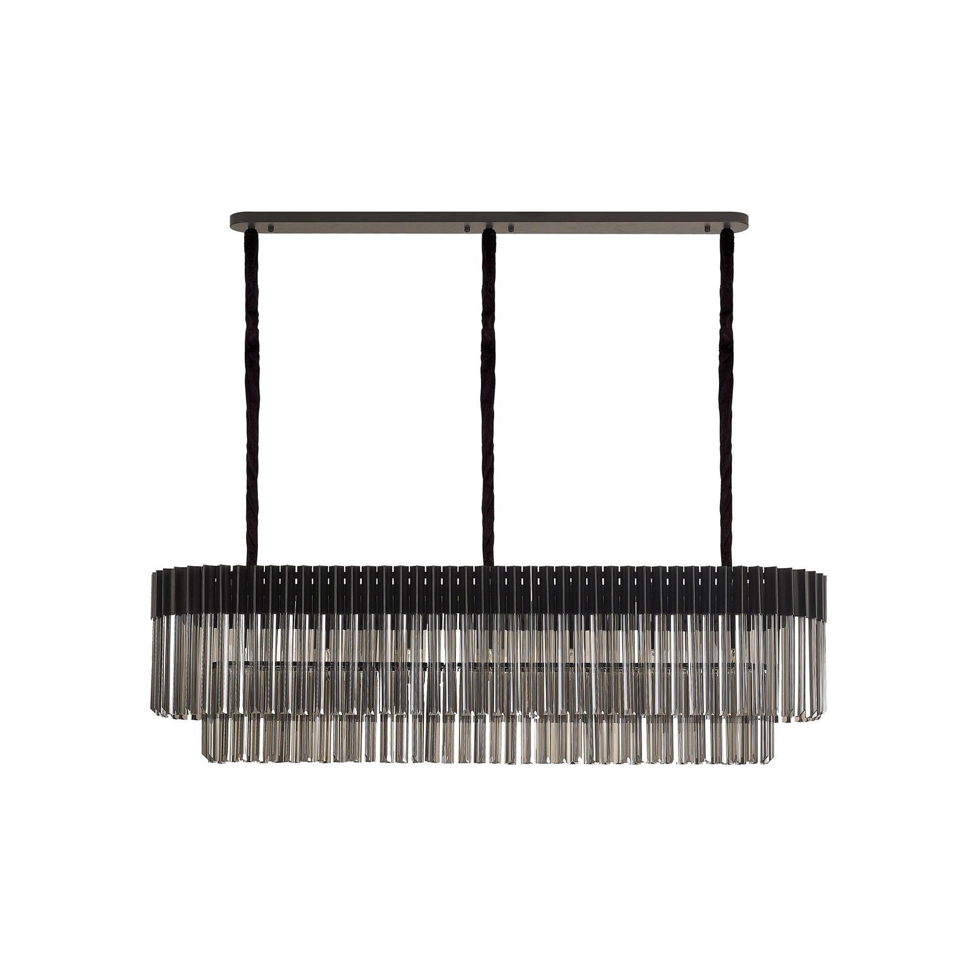 Donard Matt Black 7 Light Bar Pendant with Smoked Glass
