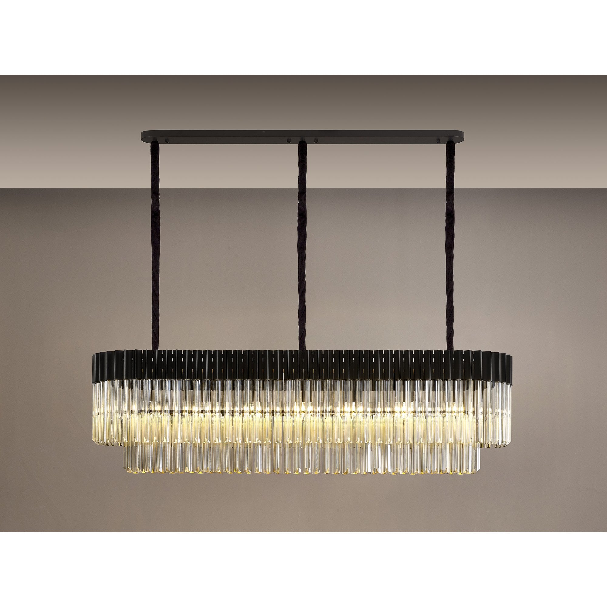 Donard Matt Black 7 Light Bar Pendant with Cognac Glass