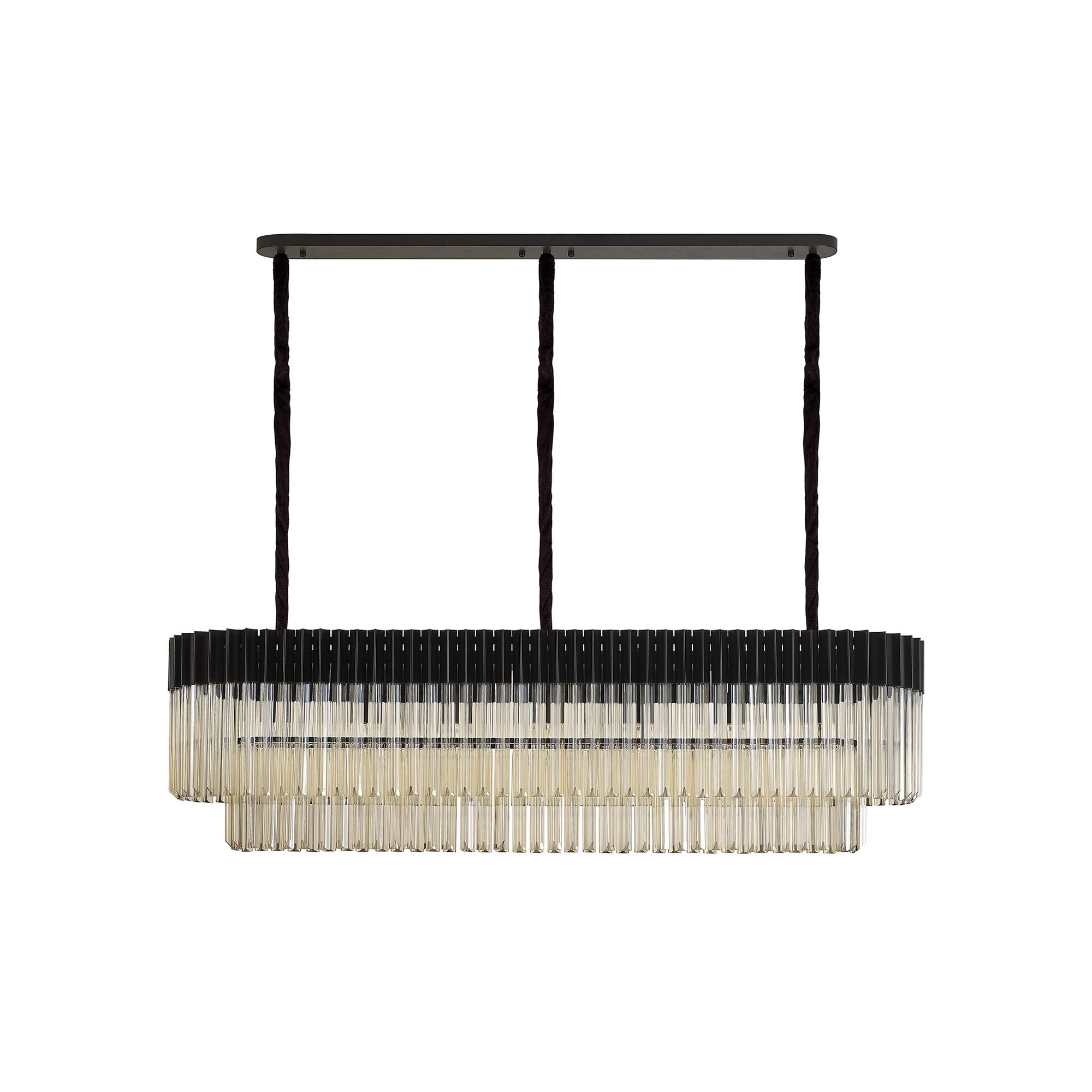 Donard Matt Black 7 Light Bar Pendant with Cognac Glass