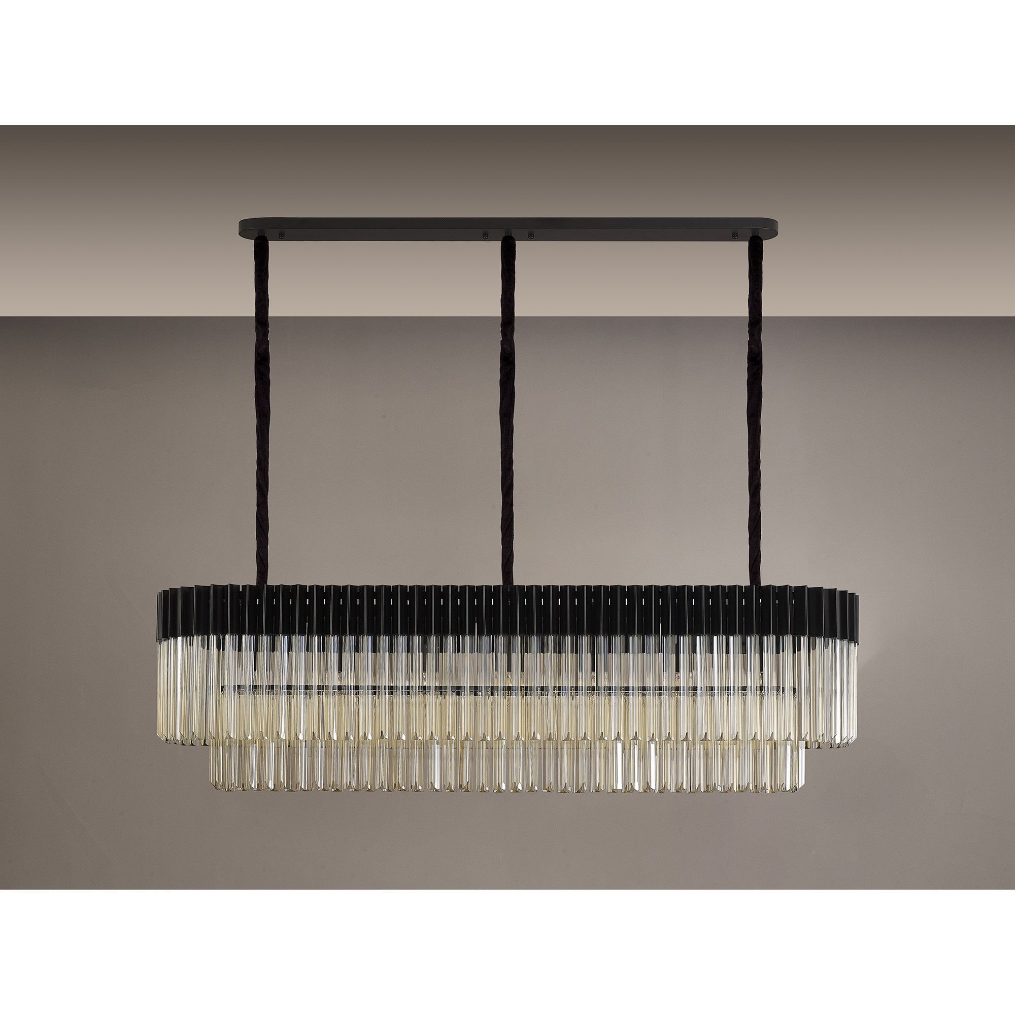 Donard Matt Black 7 Light Bar Pendant with Cognac Glass