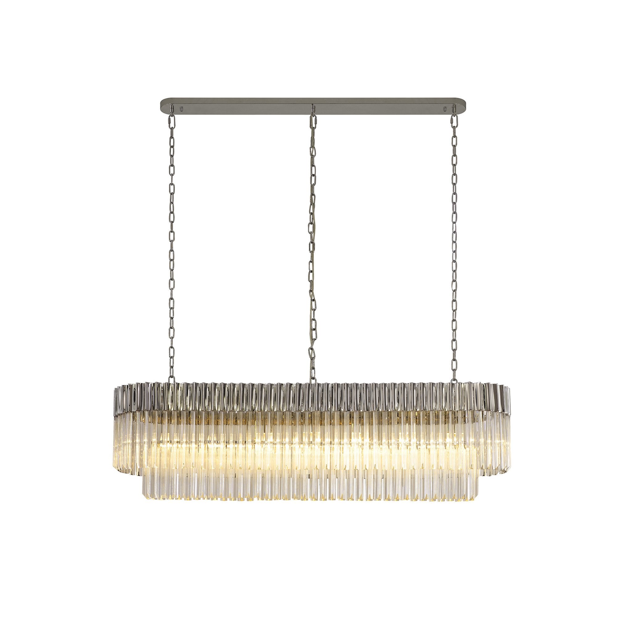 Donard Polished Nickel 7 Light Bar Pendant with Clear Glass