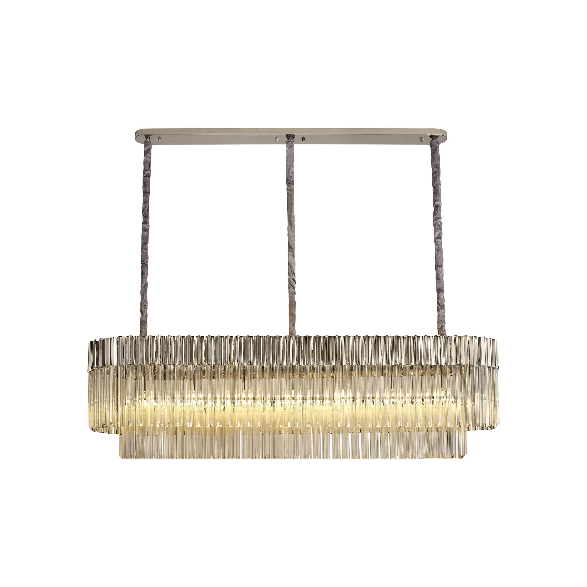 Donard Polished Nickel 7 Light Bar Pendant with Cognac Glass
