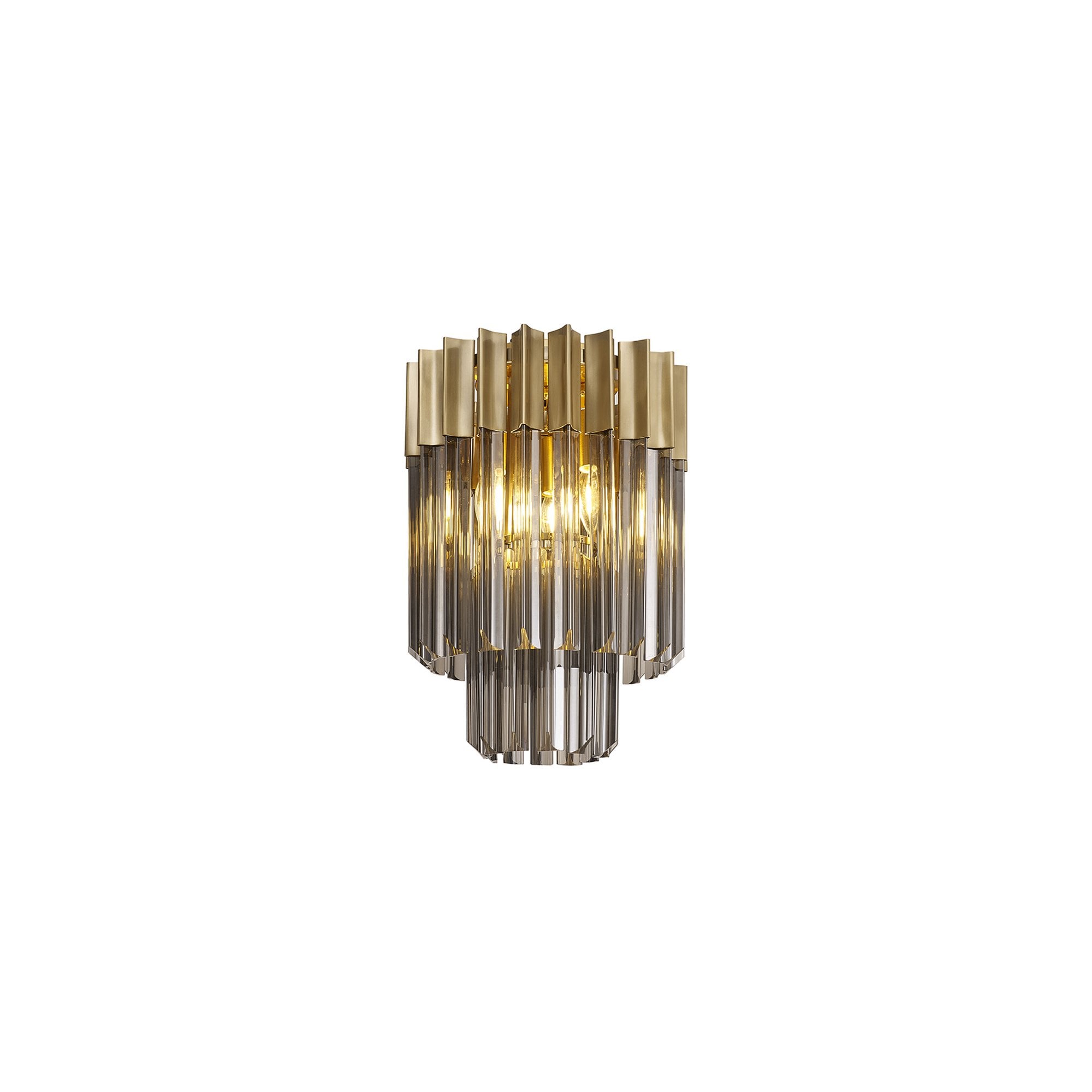 Donard Brass 3 Light Flush Fitting with Smoked Glass