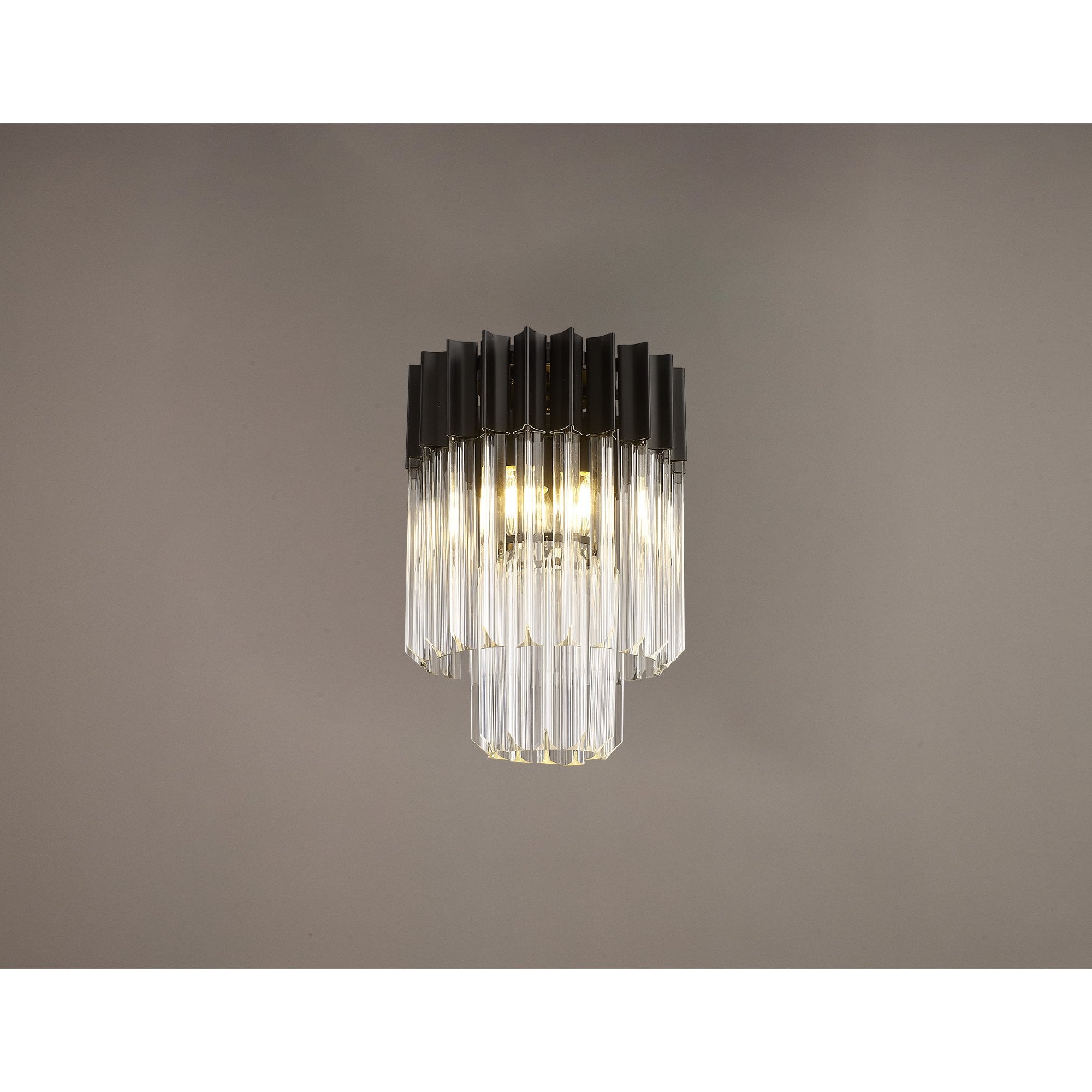 Donard Matt Black 3 Light Flush Fitting with Clear Glass