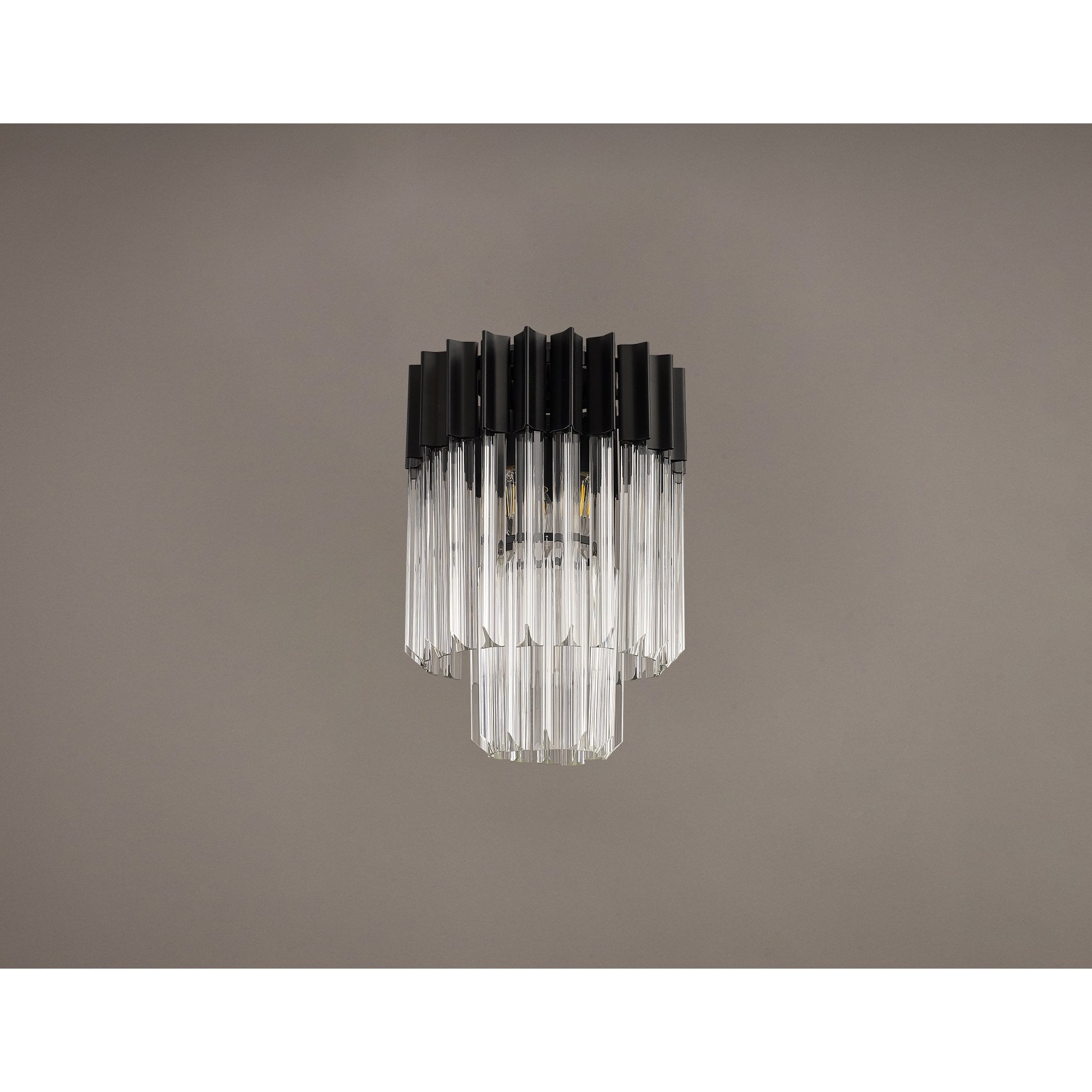 Donard Matt Black 3 Light Flush Fitting with Clear Glass