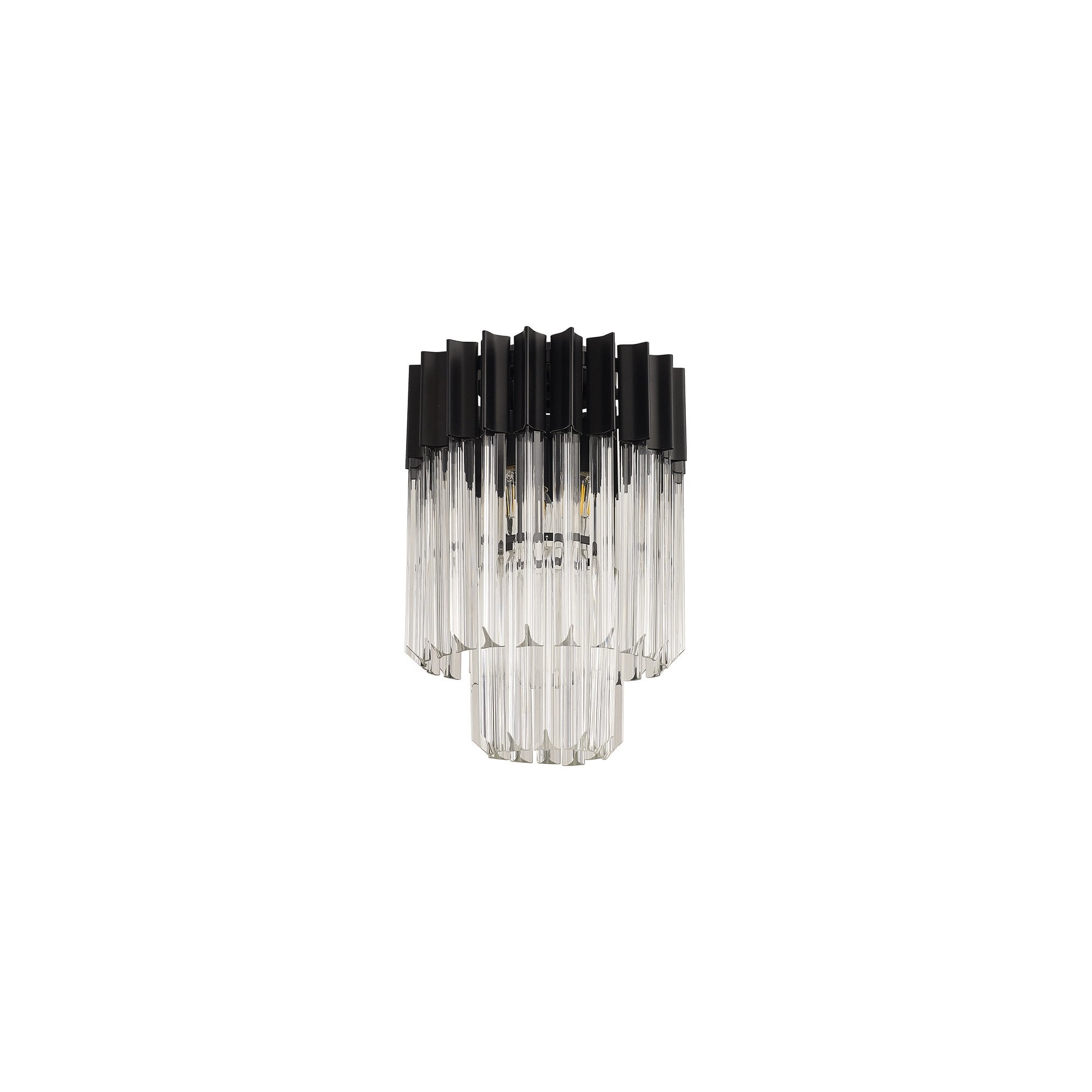 Donard Matt Black 3 Light Flush Fitting with Clear Glass