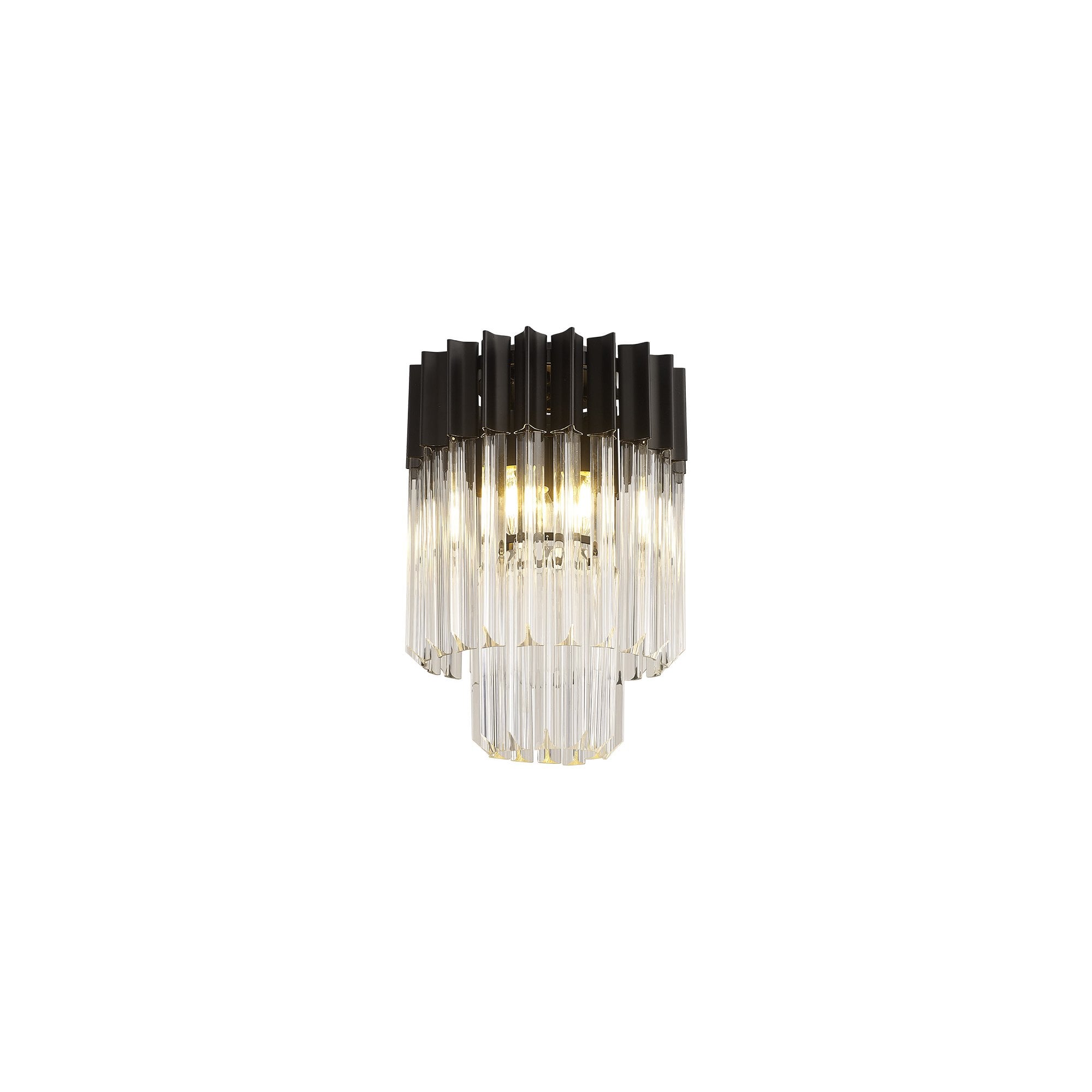 Donard Matt Black 3 Light Flush Fitting with Clear Glass