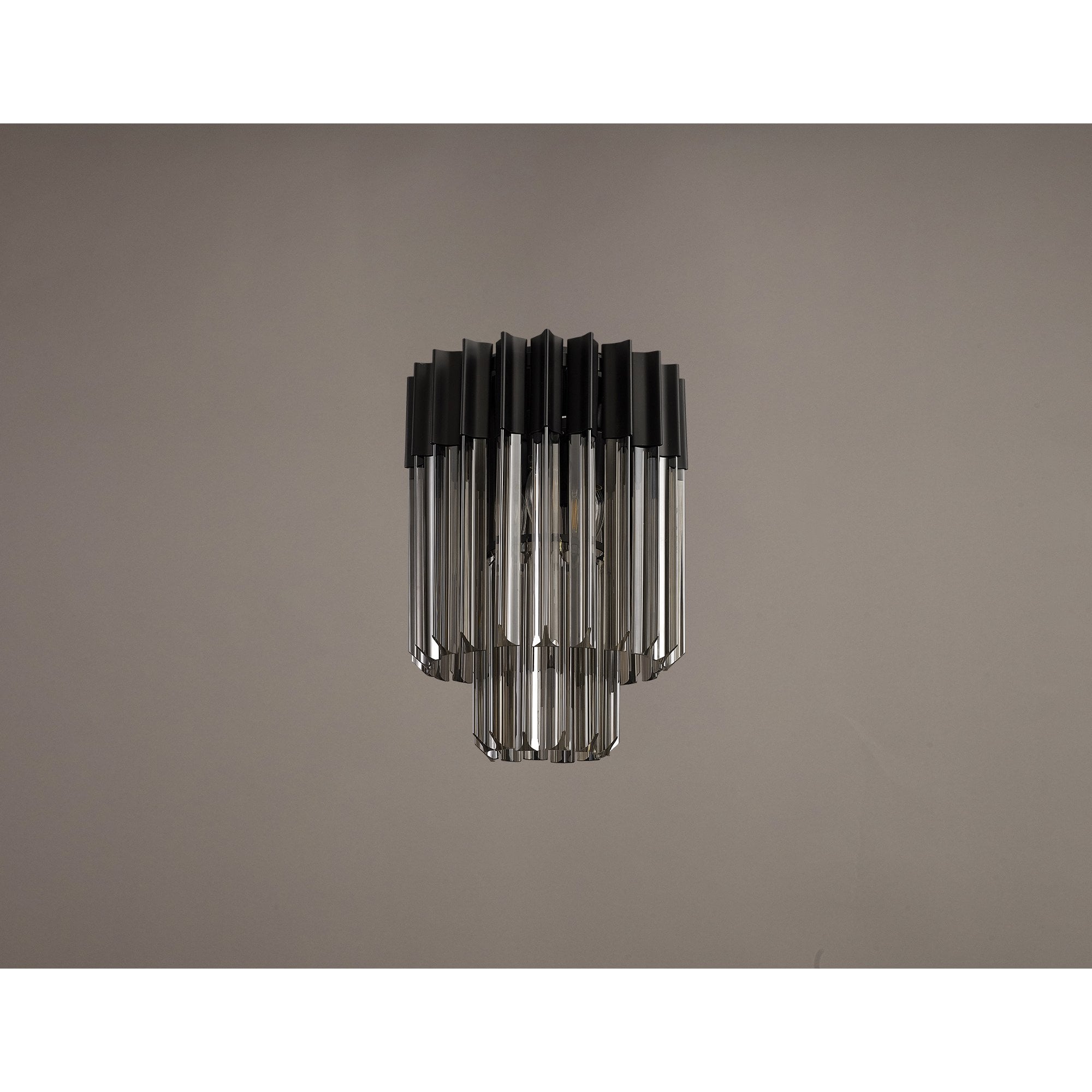 Donard Matt Black 3 Light Flush Fitting with Smoked Glass