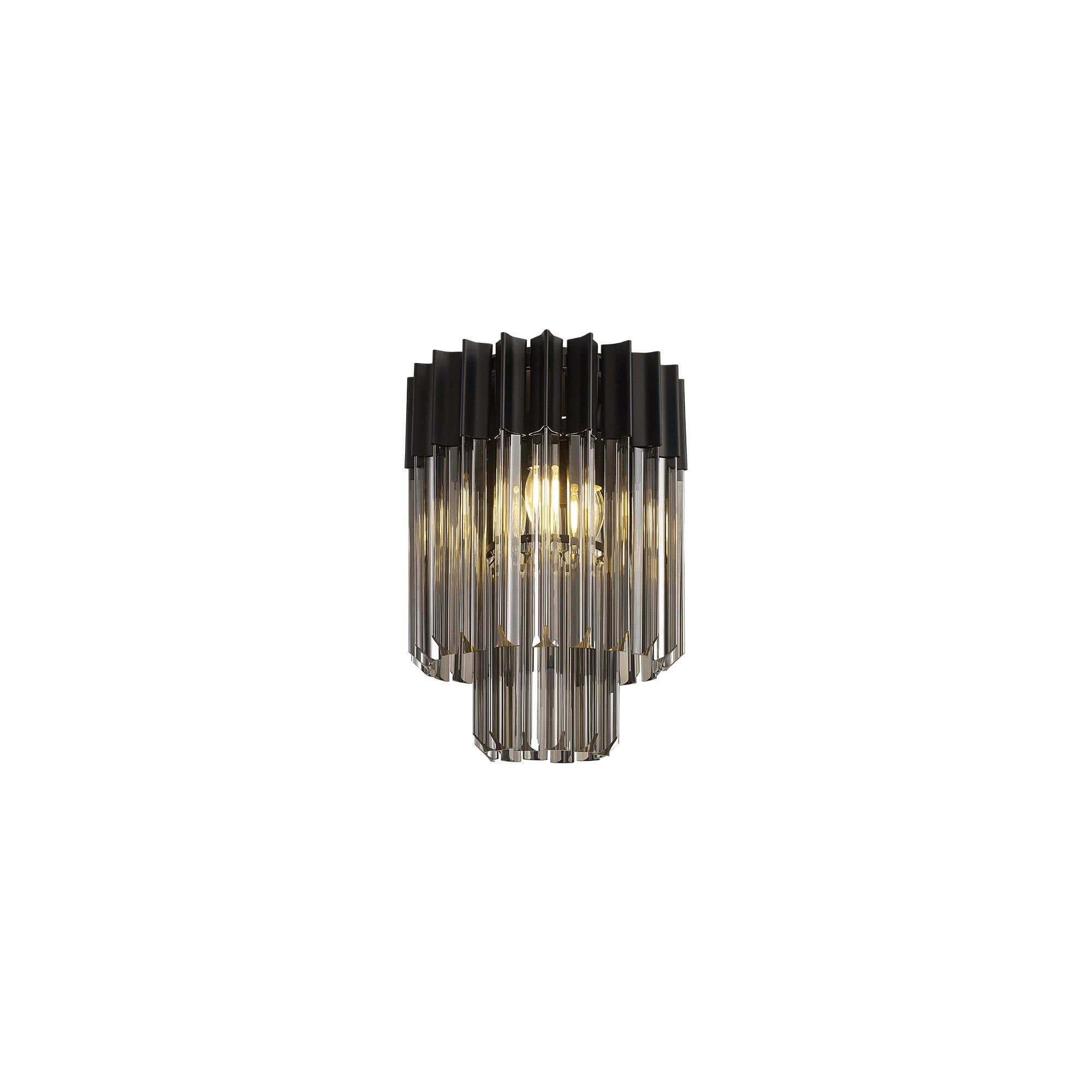 Donard Matt Black 3 Light Flush Fitting with Smoked Glass