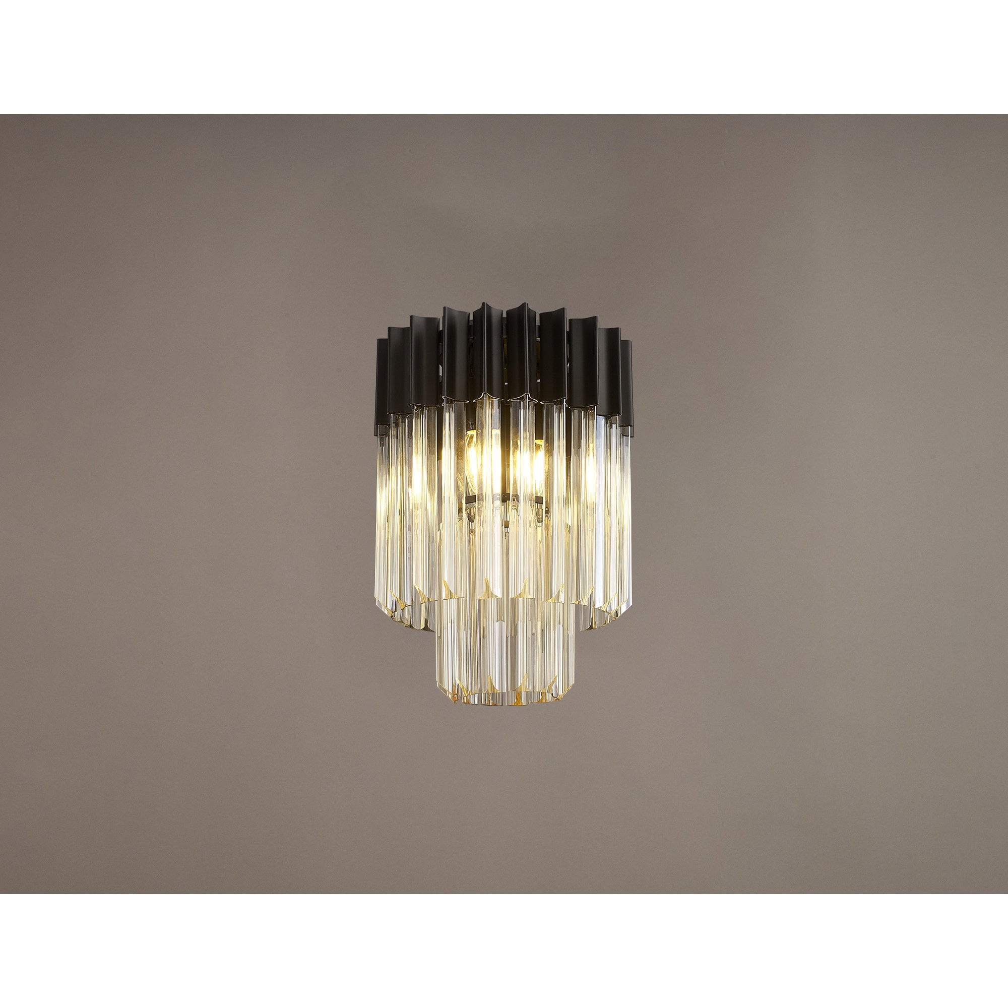 Donard Matt Black 3 Light Flush Fitting with Cognac Glass