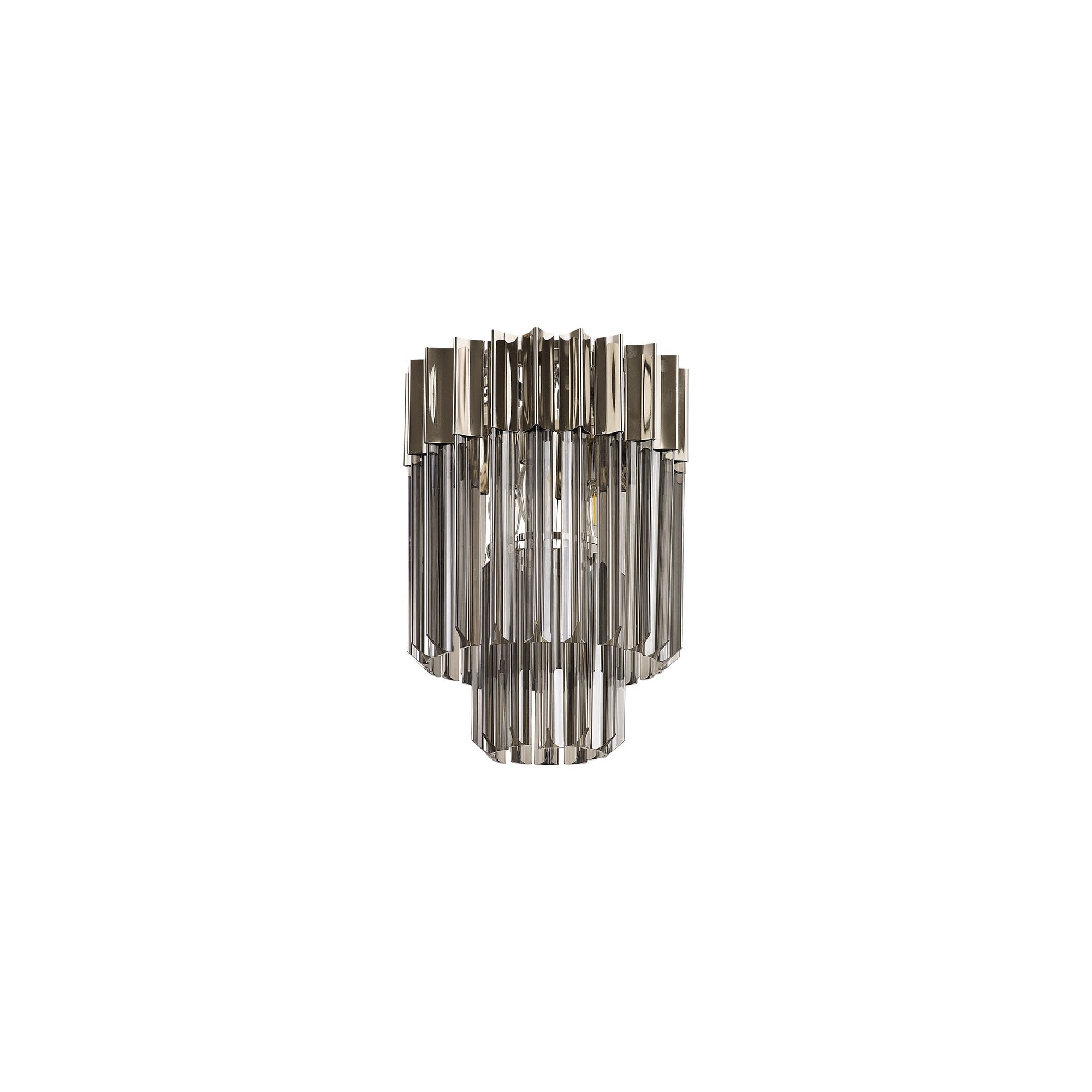Donard Polished Nickel 3 Light Flush Fitting with Smoked Glass