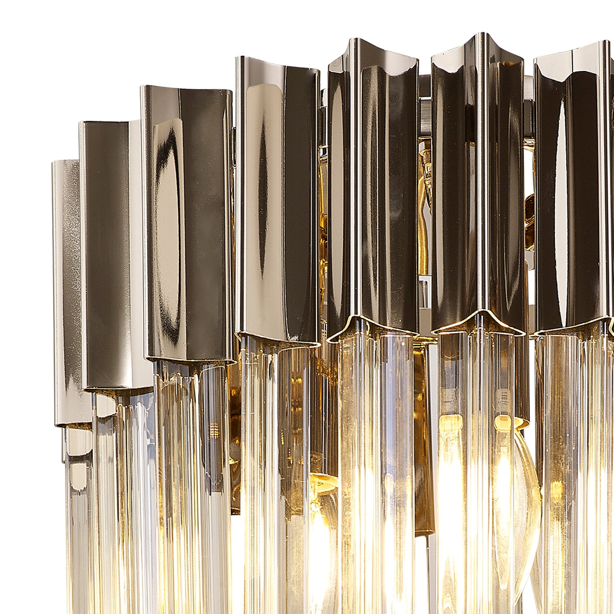 Donard Polished Nickel 3 Light Flush Fitting with Cognac Glass