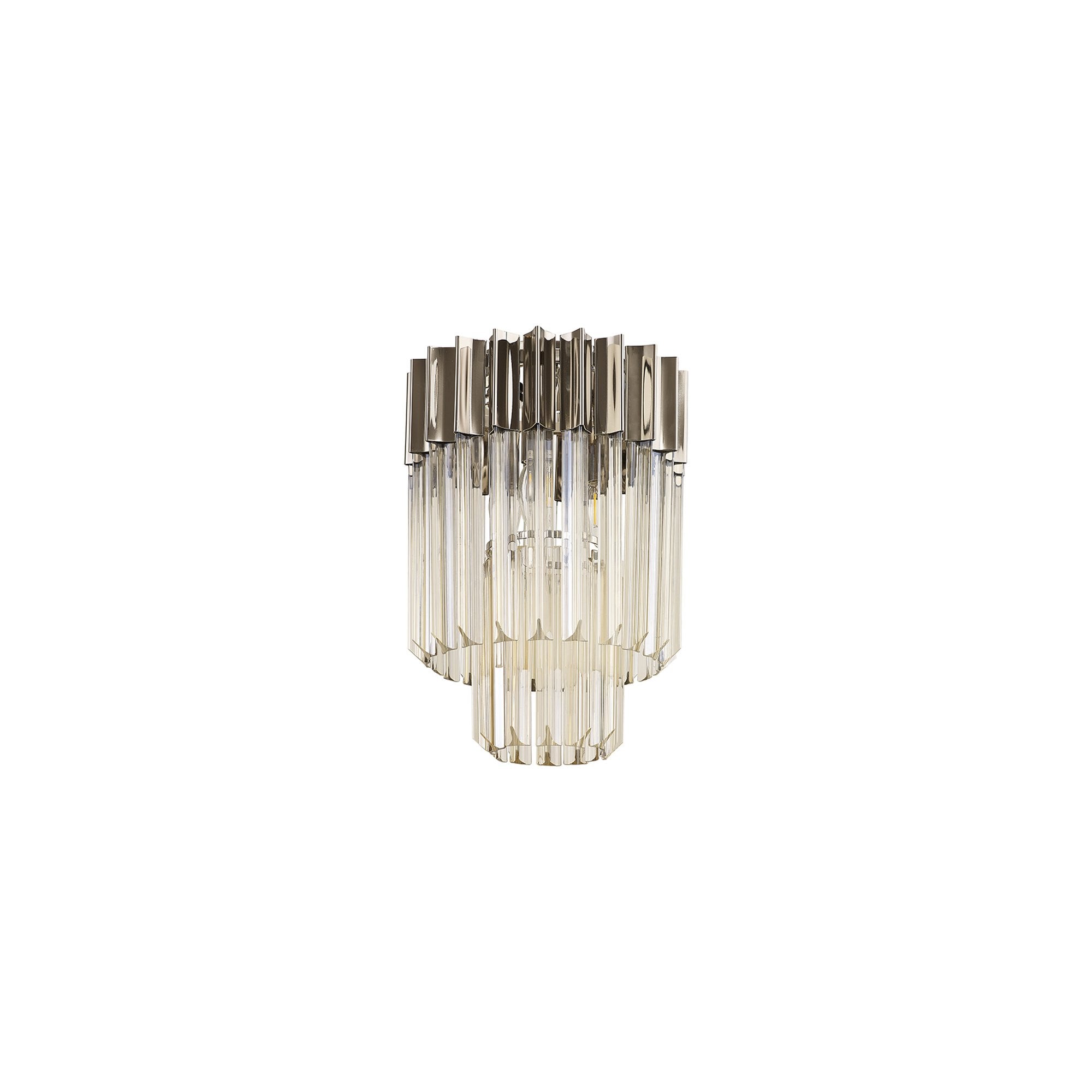 Donard Polished Nickel 3 Light Flush Fitting with Cognac Glass