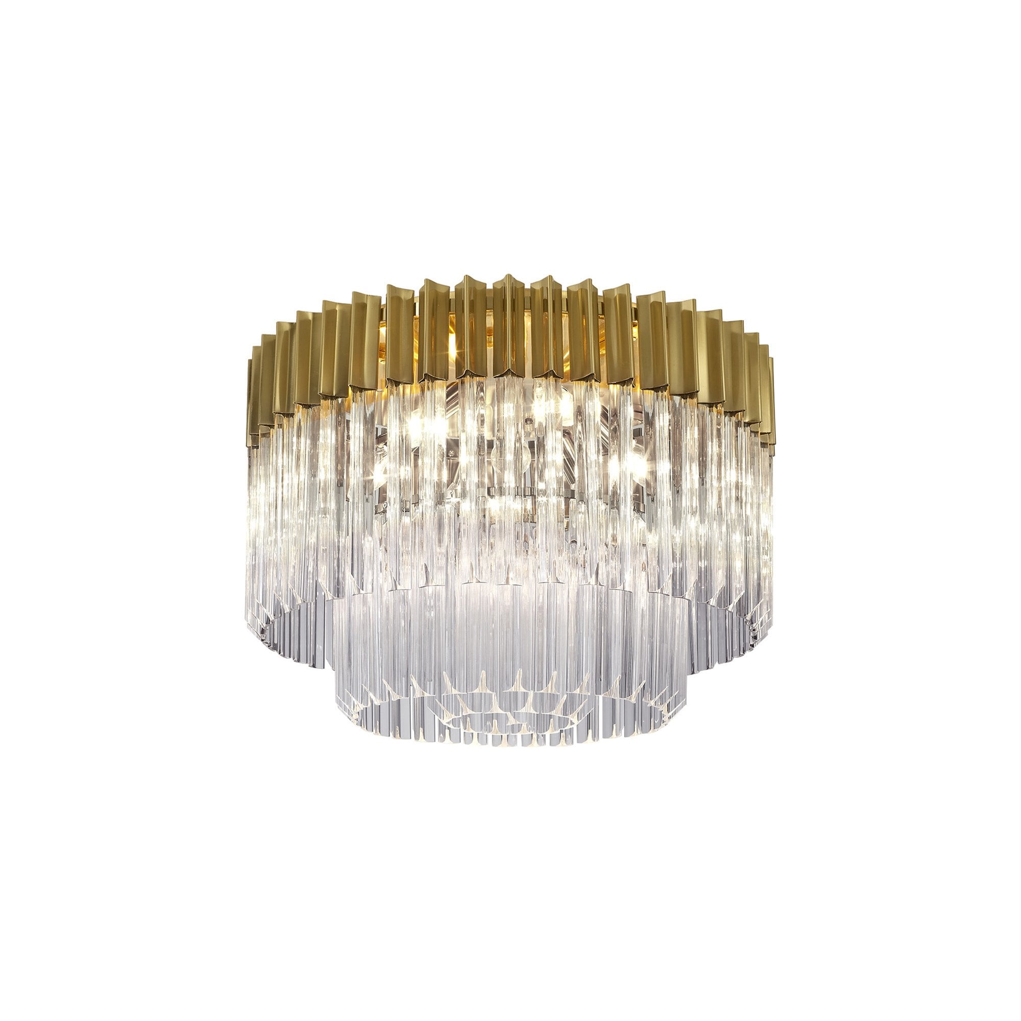 Donard Brass 7 Light Flush Fitting with Clear Glass