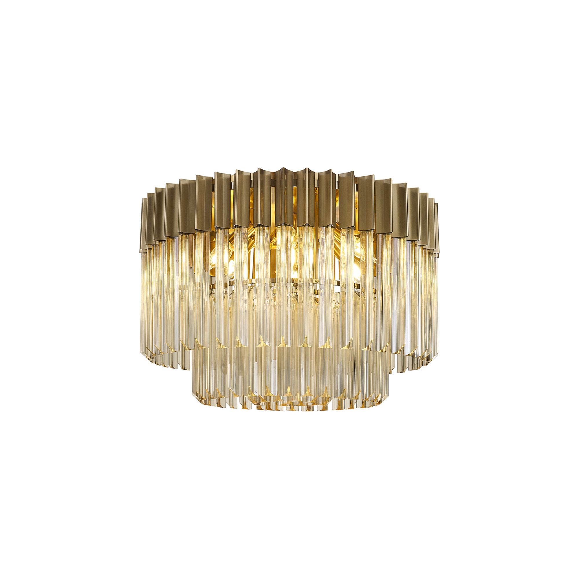 Donard Brass 7 Light Flush Fitting with Cognac Glass