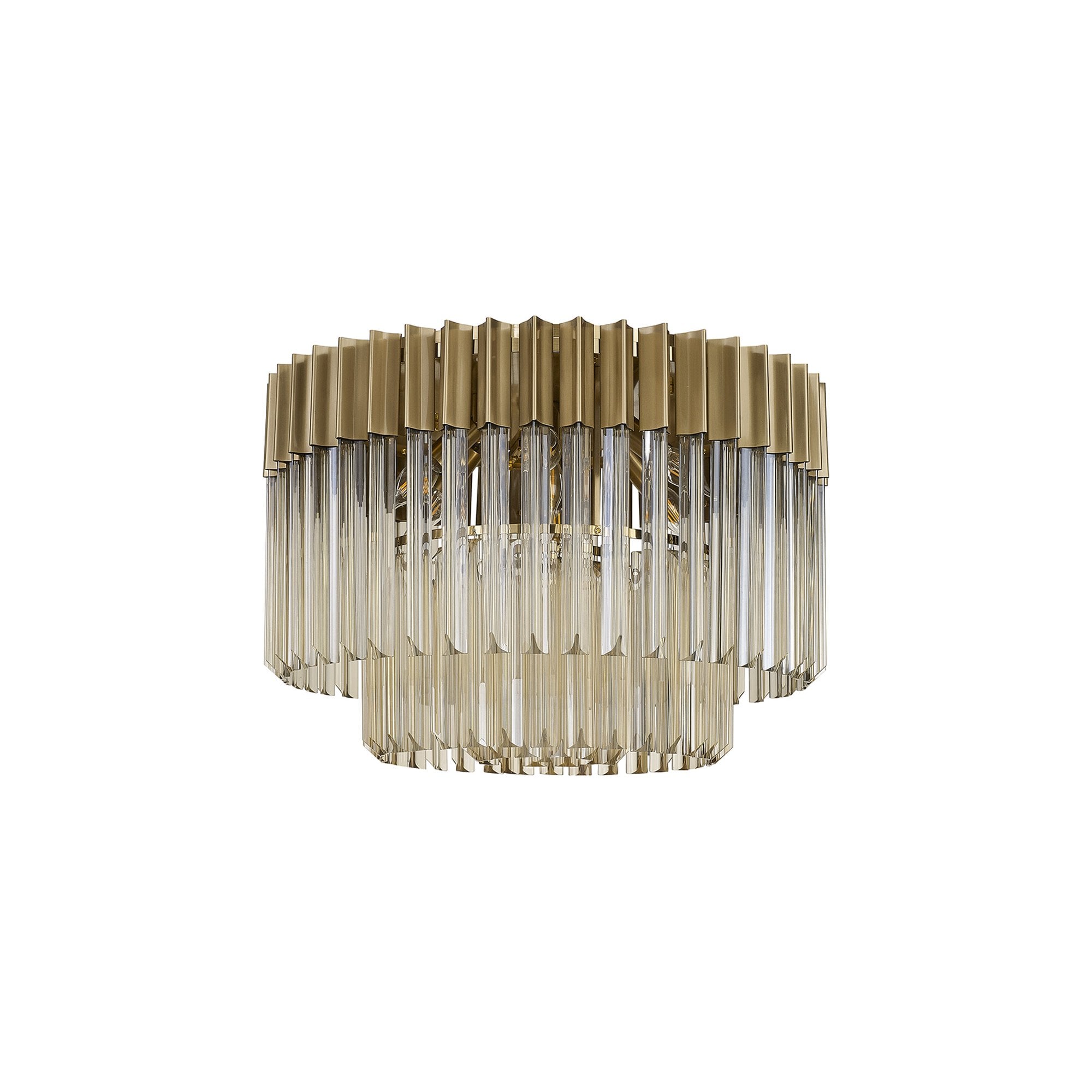 Donard Brass 7 Light Flush Fitting with Cognac Glass
