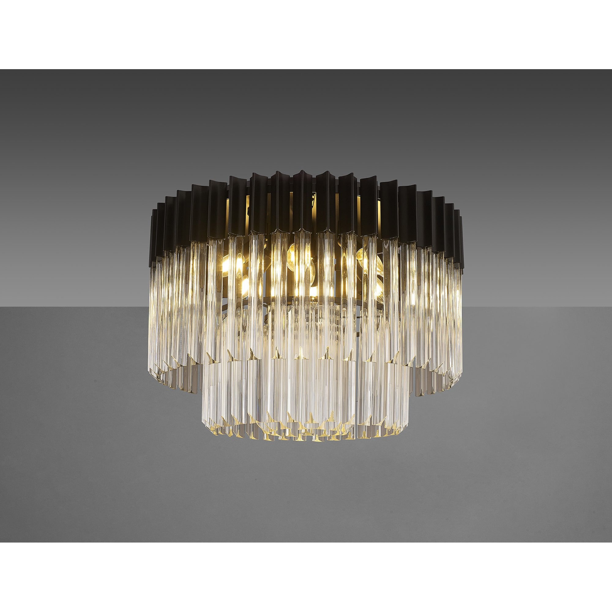 Donard Matt Black 7 Light Flush Fitting with Clear Glass