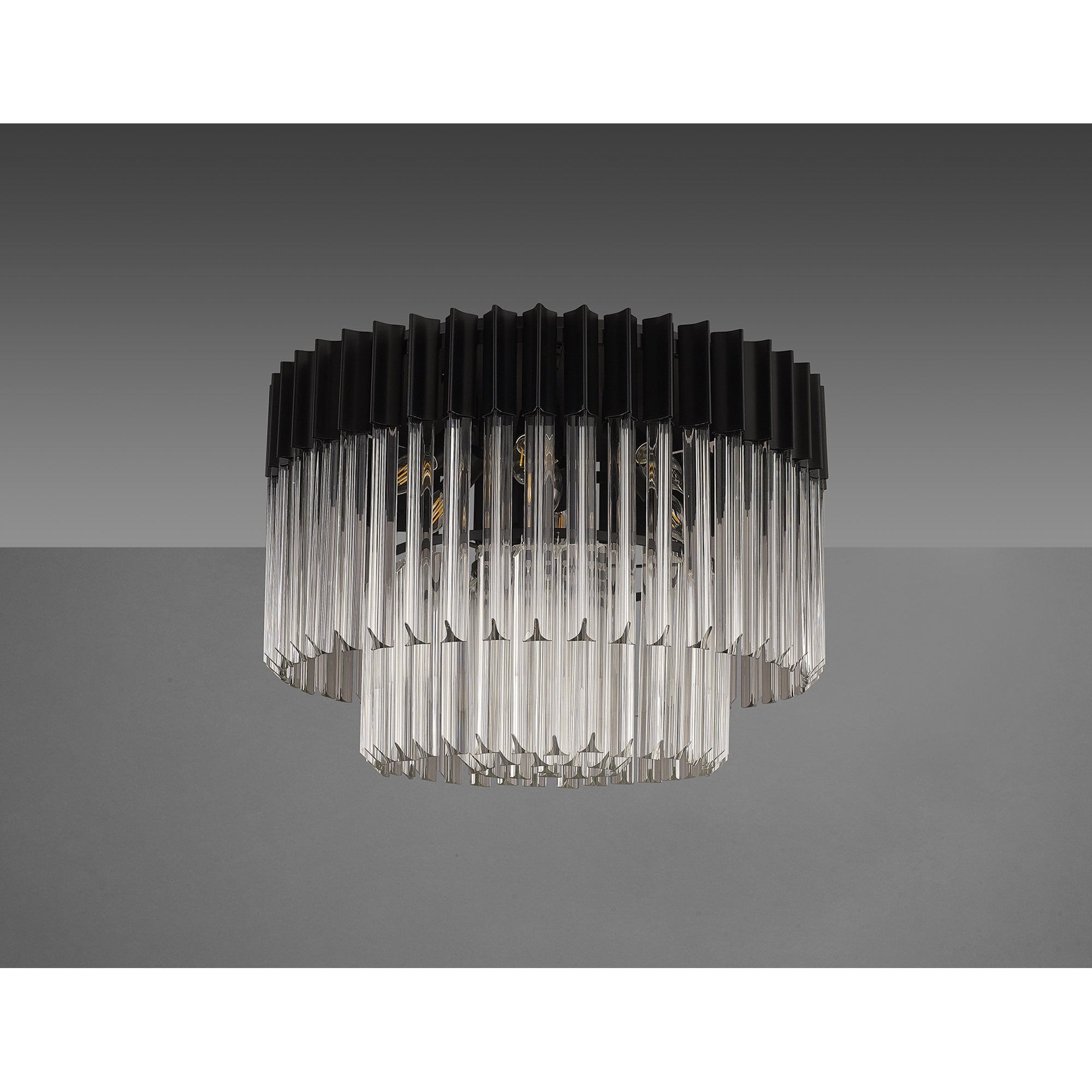 Donard Matt Black 7 Light Flush Fitting with Clear Glass
