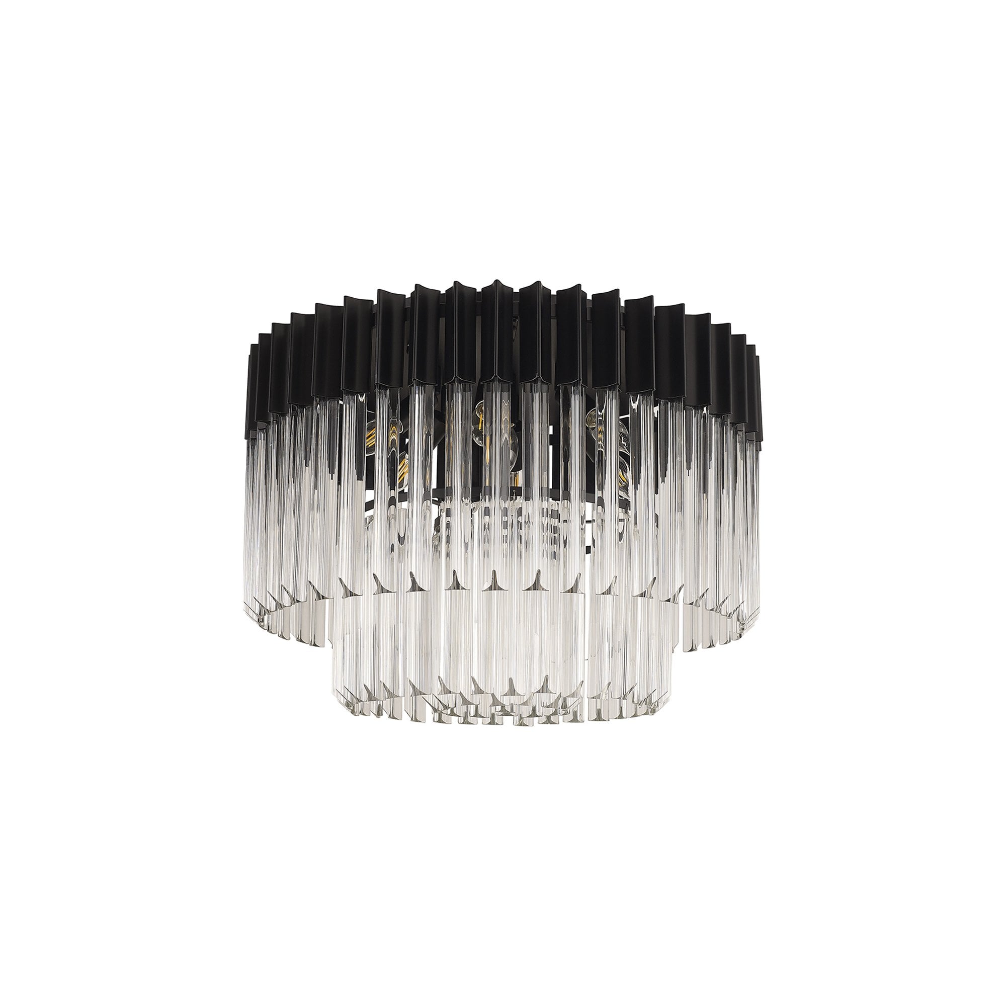 Donard Matt Black 7 Light Flush Fitting with Clear Glass