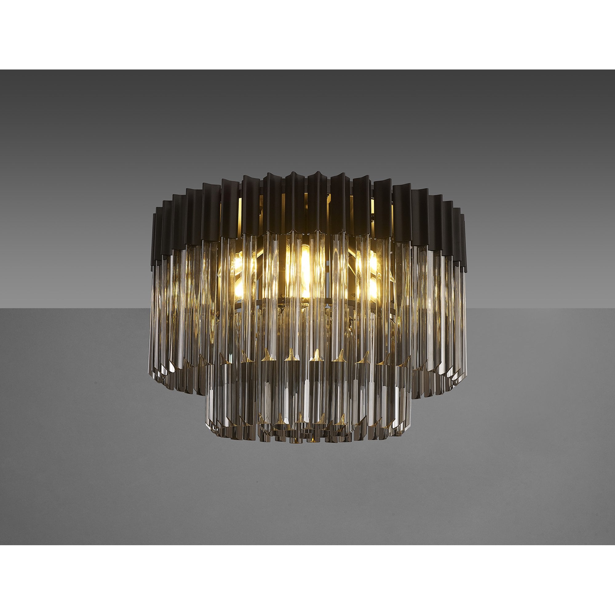 Donard Matt Black 7 Light Flush Fitting with Smoked Glass