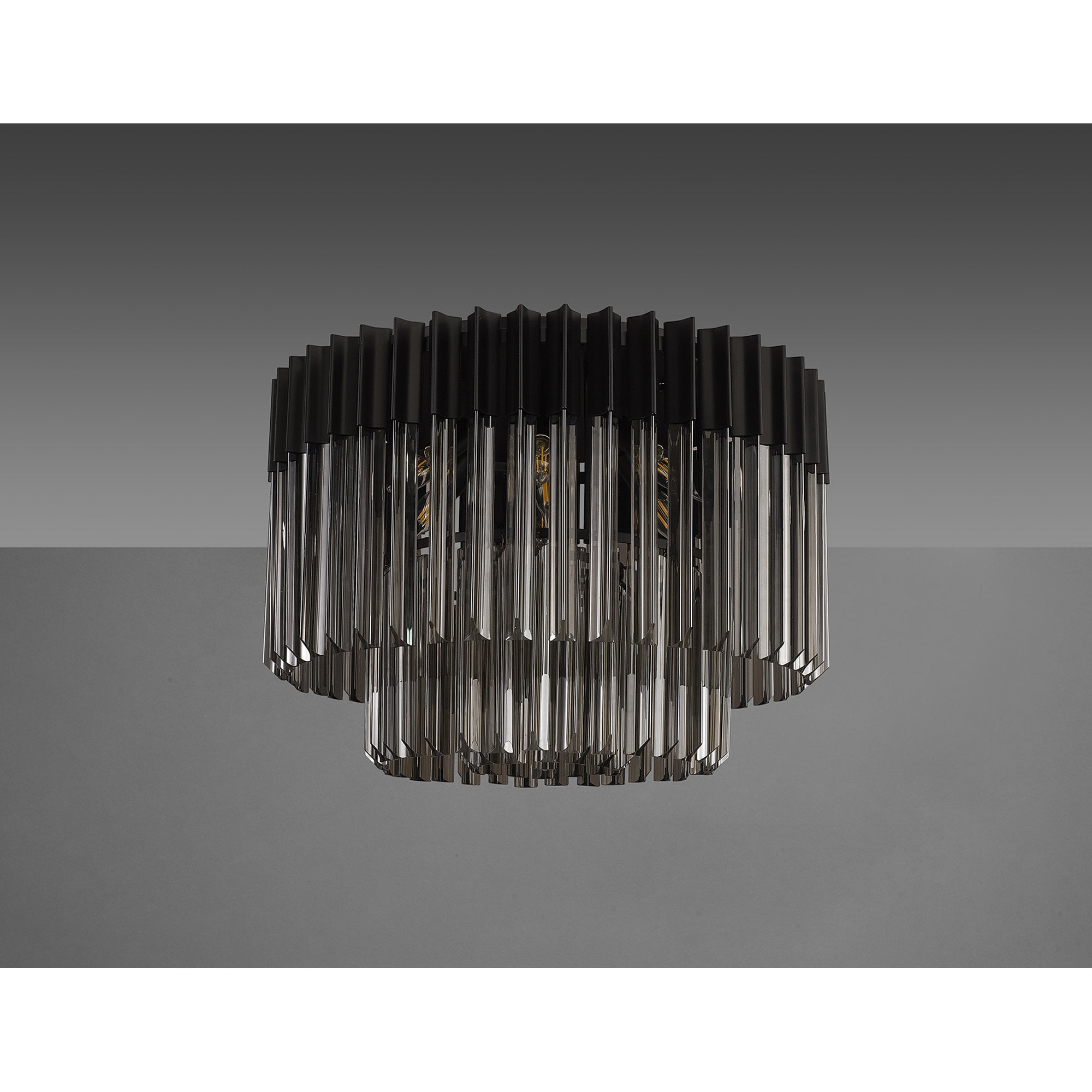 Donard Matt Black 7 Light Flush Fitting with Smoked Glass